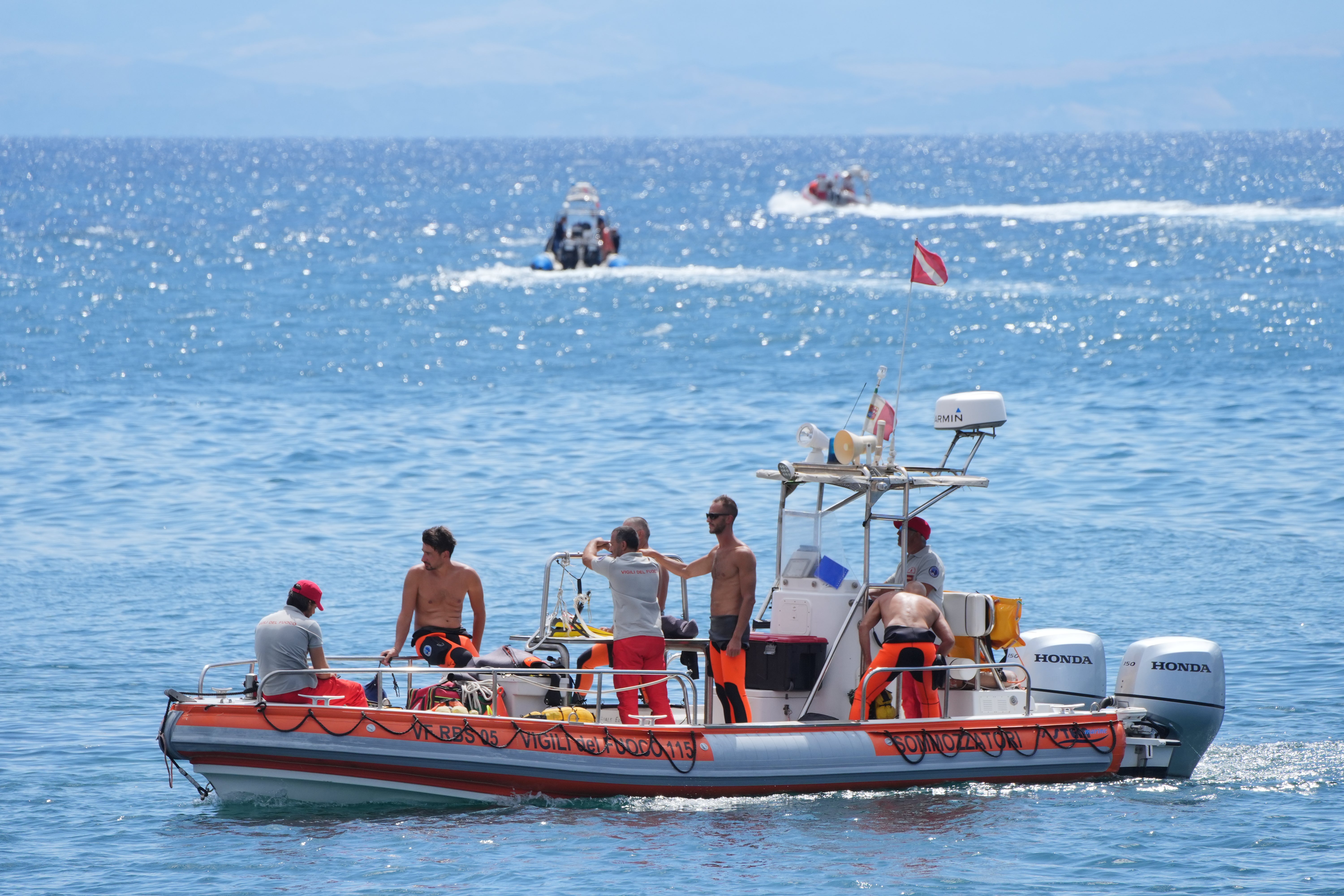 Italian Coastguard searching for the six missing tourists near Porticello Harbour