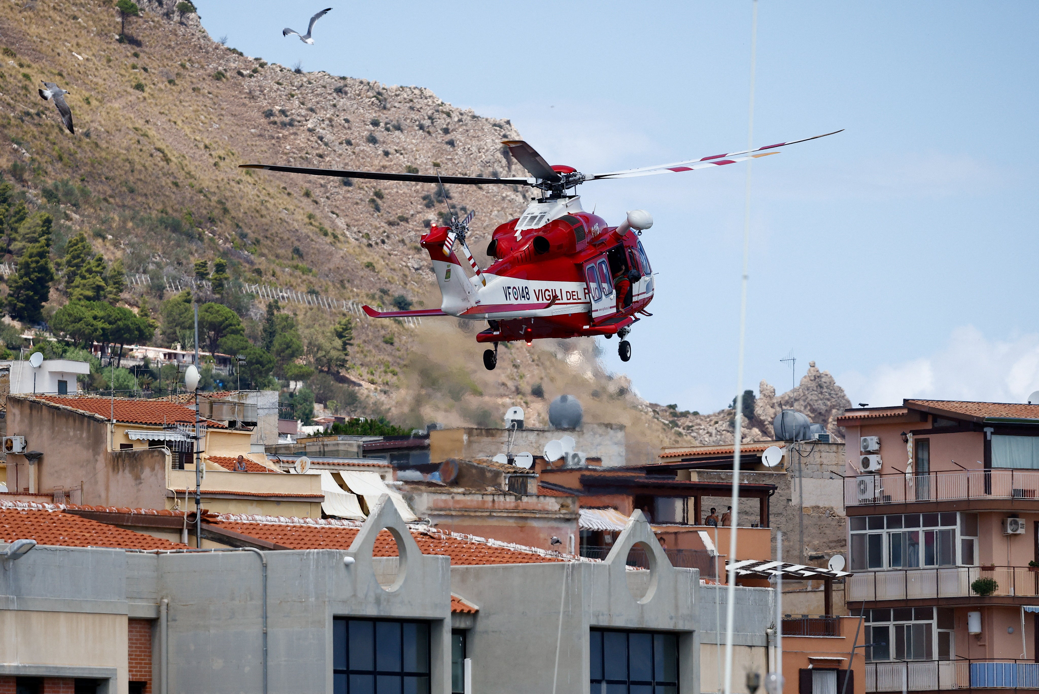 Helicopter being used for search operations