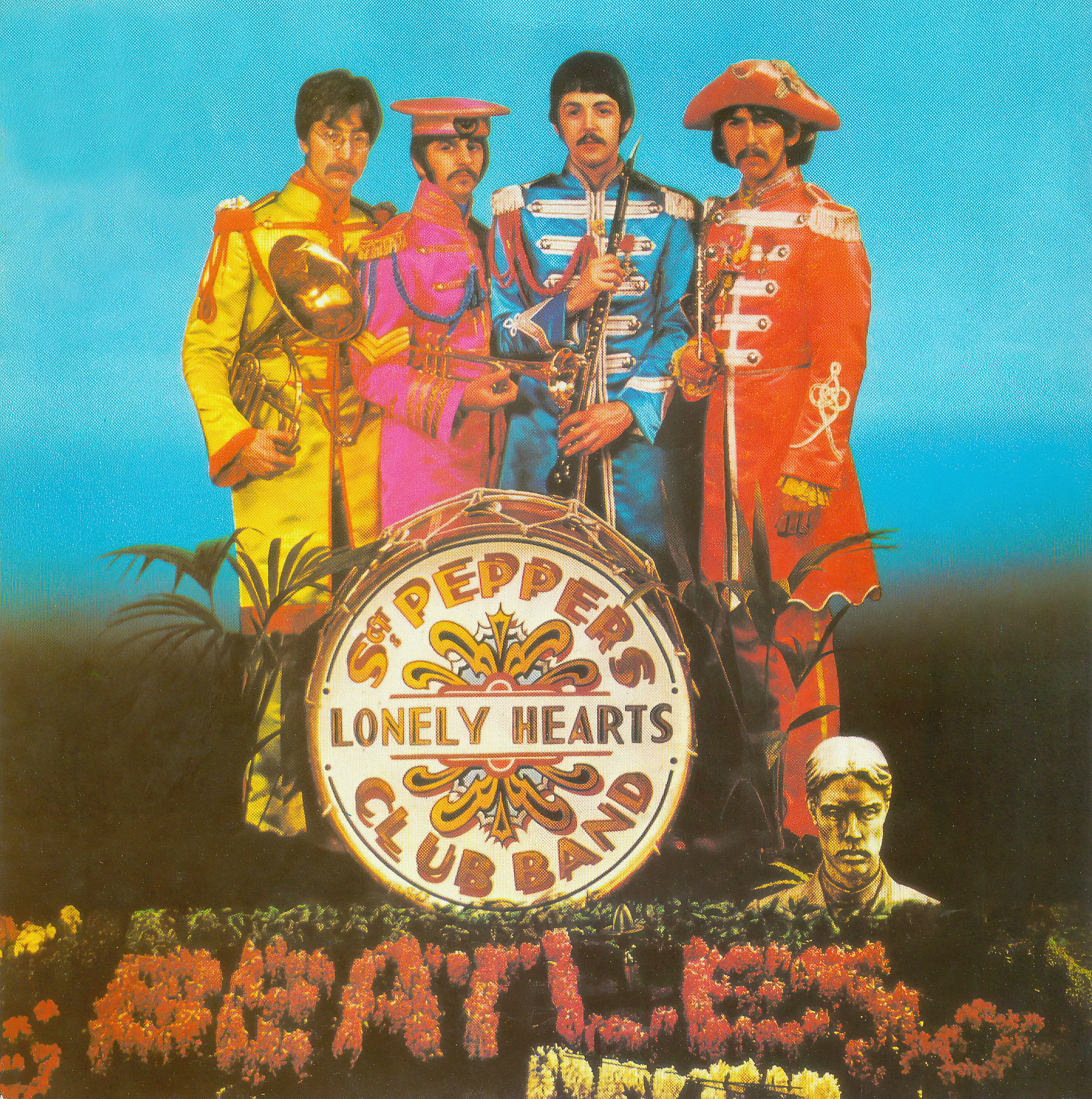 The Beatles wore brightly coloured military uniform on the Sgt. Peppers Lonely Hearts Club Band album cover (Alamy/PA)