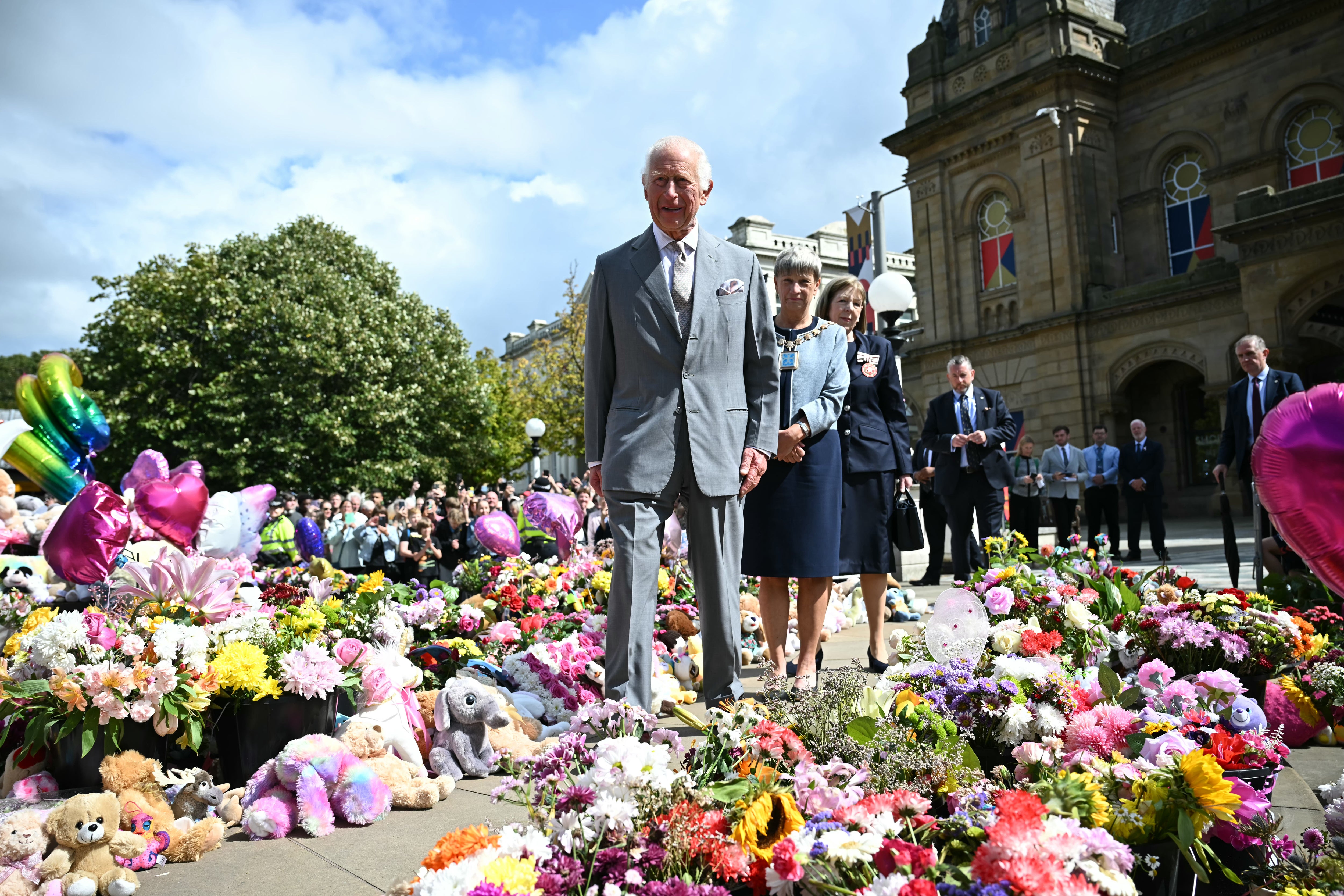 King Charles visited Southport where a sea of flowers and tributes were left for the stabbing victims