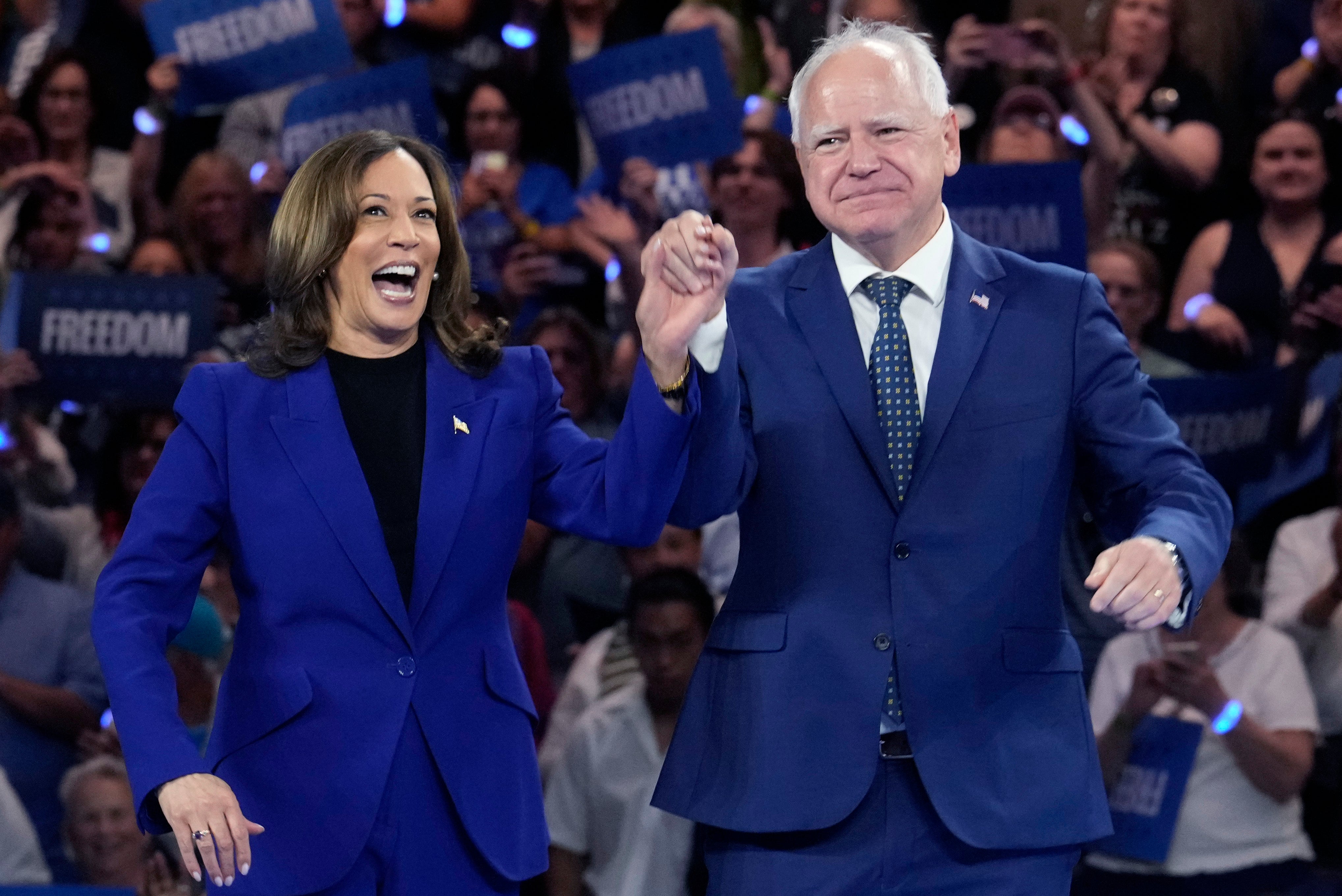 Kamala Harris and running mate Tim Walz. Harris’s campaign debuted a pair of ads targeting Asian American, Native American, and Pacific Islander voters in battleground states