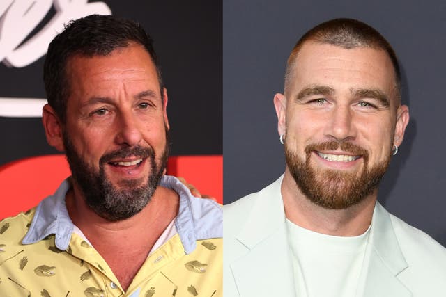 <p>Adam Sandler and Travis Kelce</p>