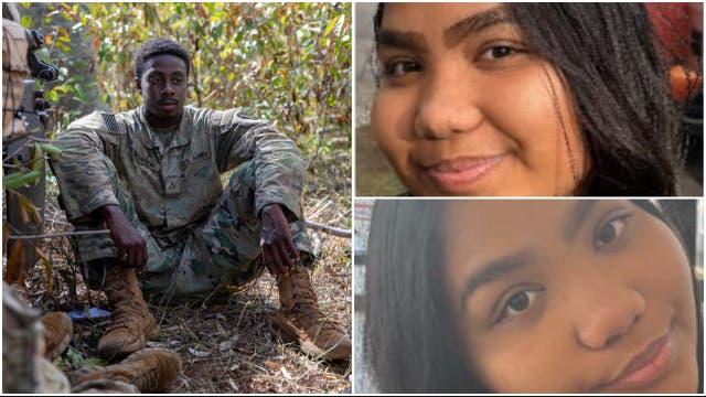 <p>Pfc. Dewayne Arthur “DJ” Johnson II (left) is in custody after his pregnant wife, Mischa, went missing three weeks ago</p>