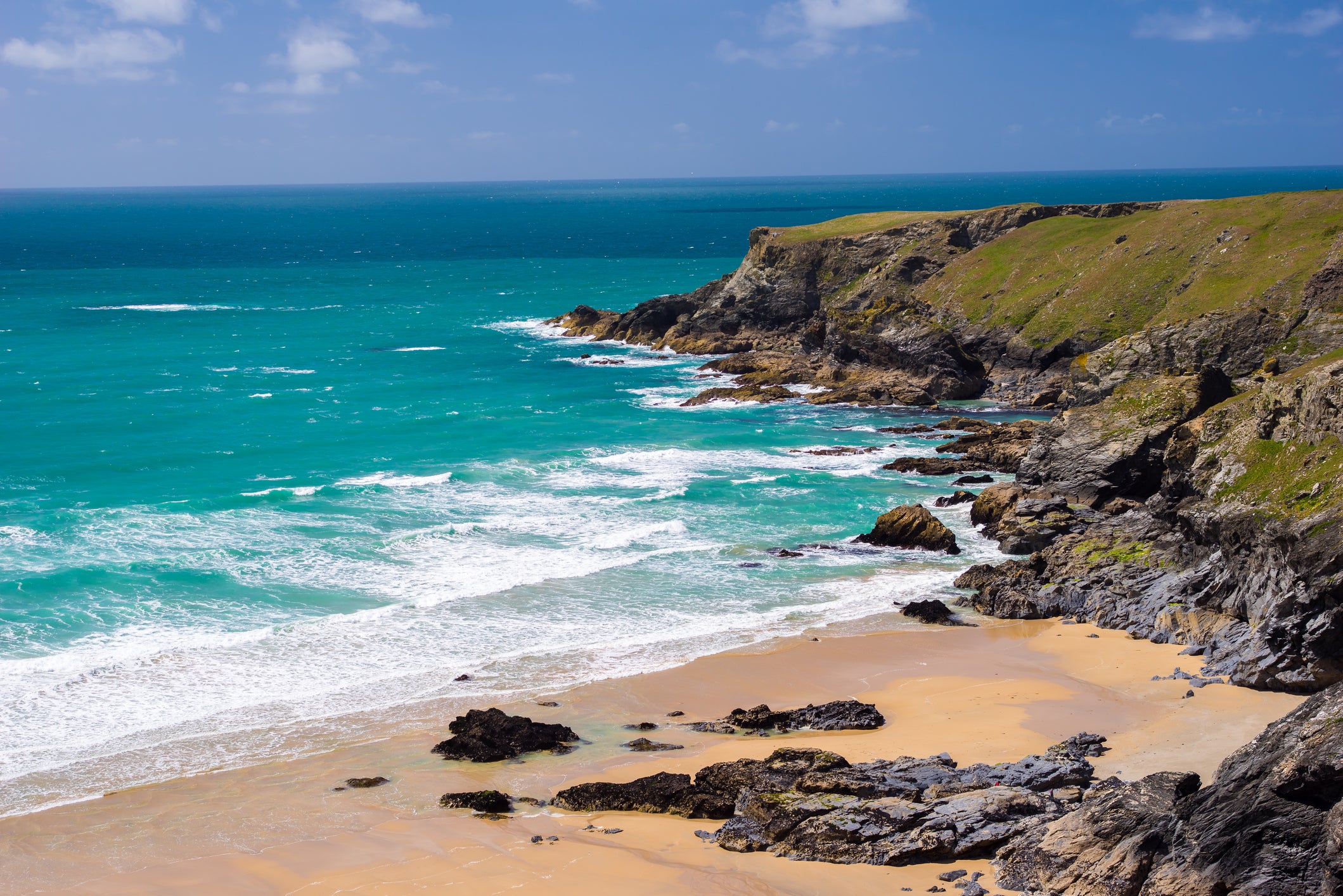 Pentire Steps is more secluded than Bedruthan Steps