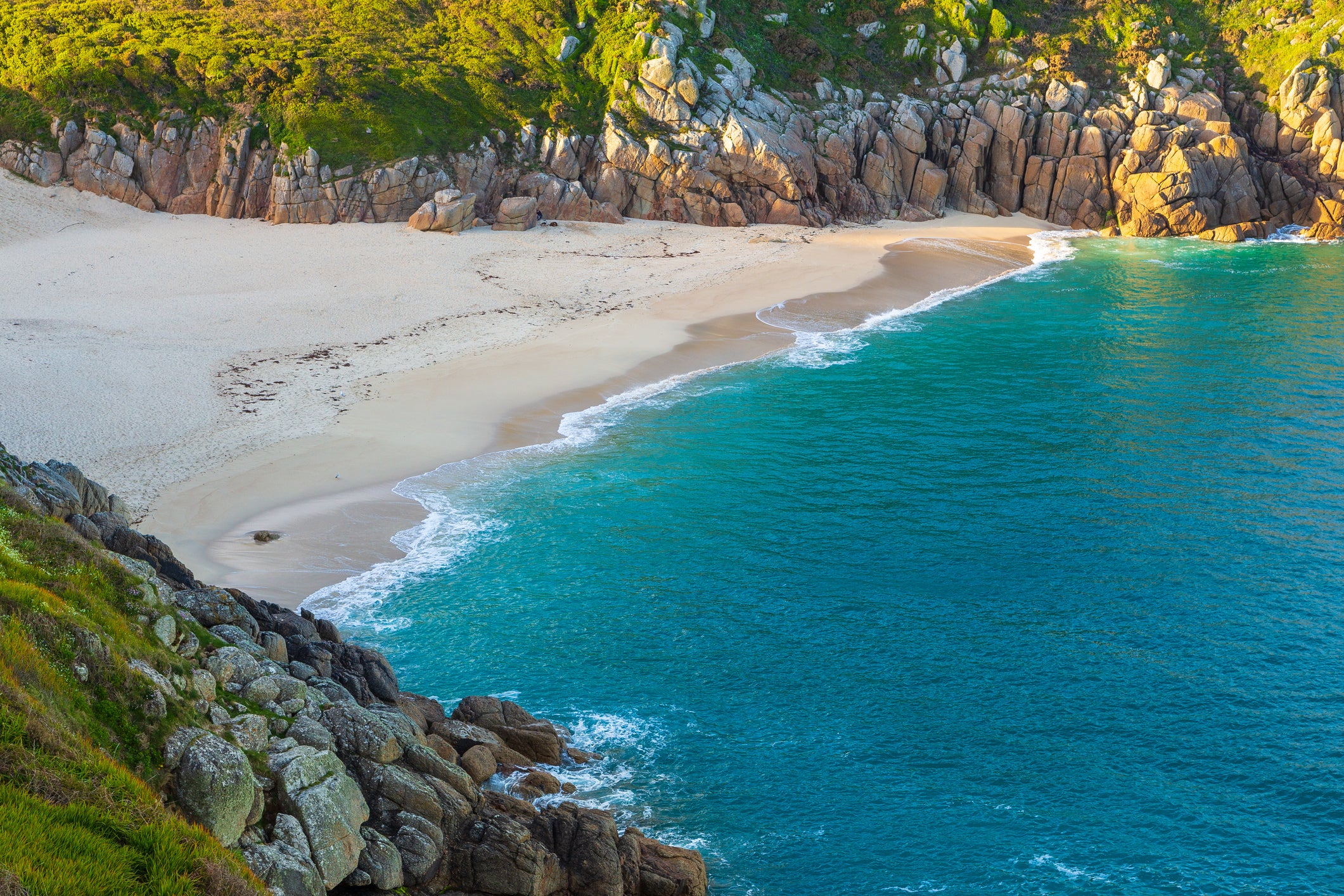 Porthcurno Beach is the backdrop to the Minack Theatre