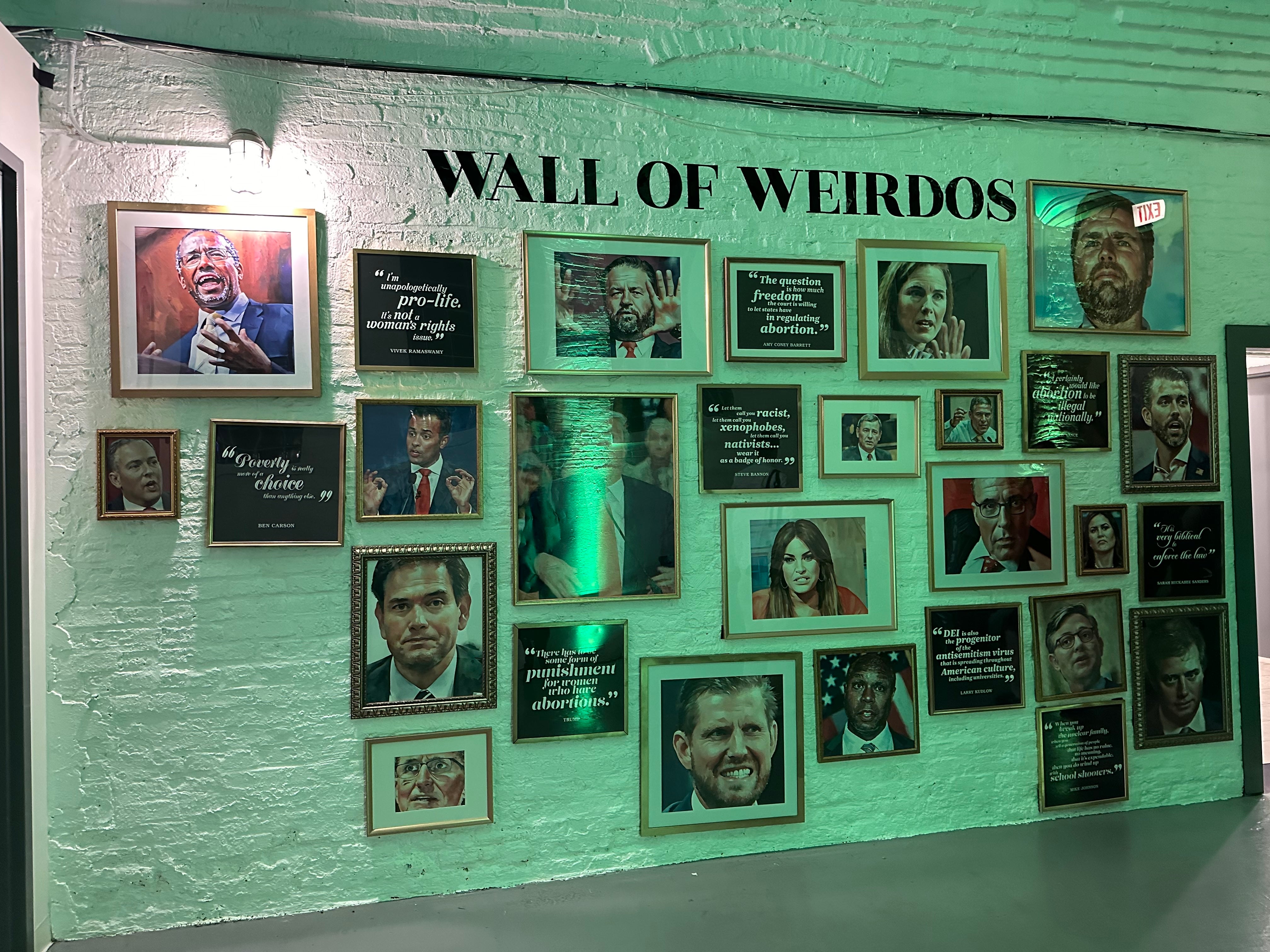 The “Hotties for Harris” party at the DNC featured a “Wall of Weirdos” depicting a broad range of Trumpworld denizens