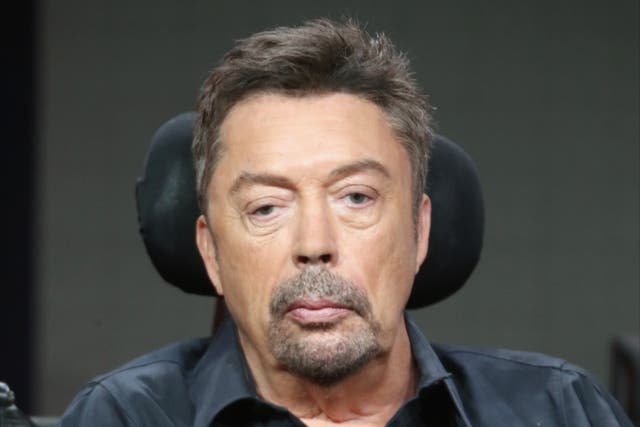 <p>Tim Curry onstage at a screening of ‘The Rocky Horror Picture Show’ in Beverly Hills in 2016</p>