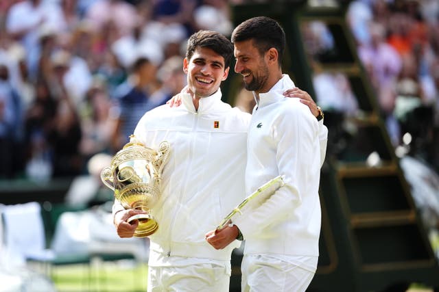 <p>Novak Djokovic’s rivalry with Carlos Alcaraz has captivated men’s tennis (Aaron Chown/PA)</p>