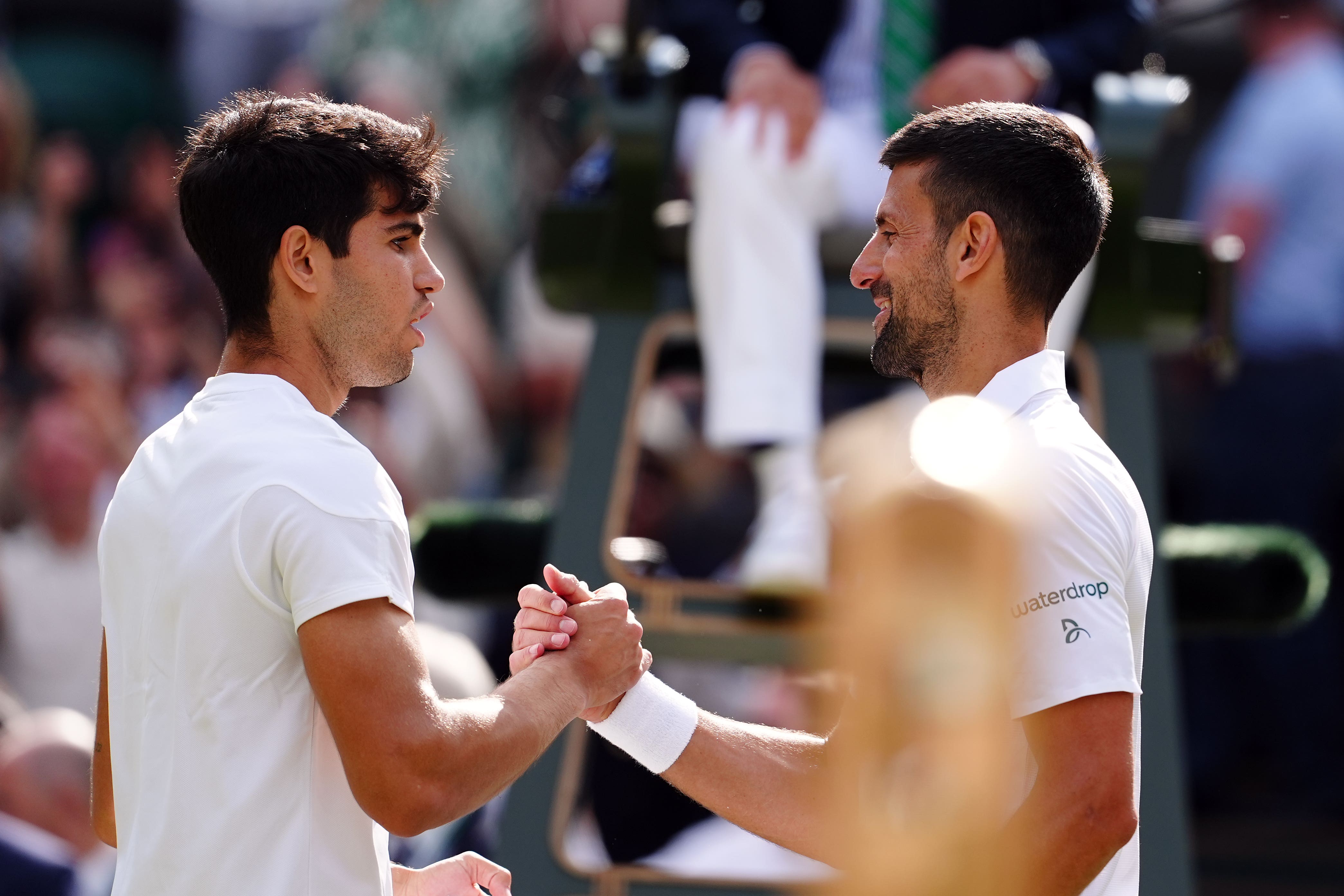 Carlos Alcaraz, left, will battle with the likes of Novak Djokovic for the US Open crown (Mike Egerton/PA)