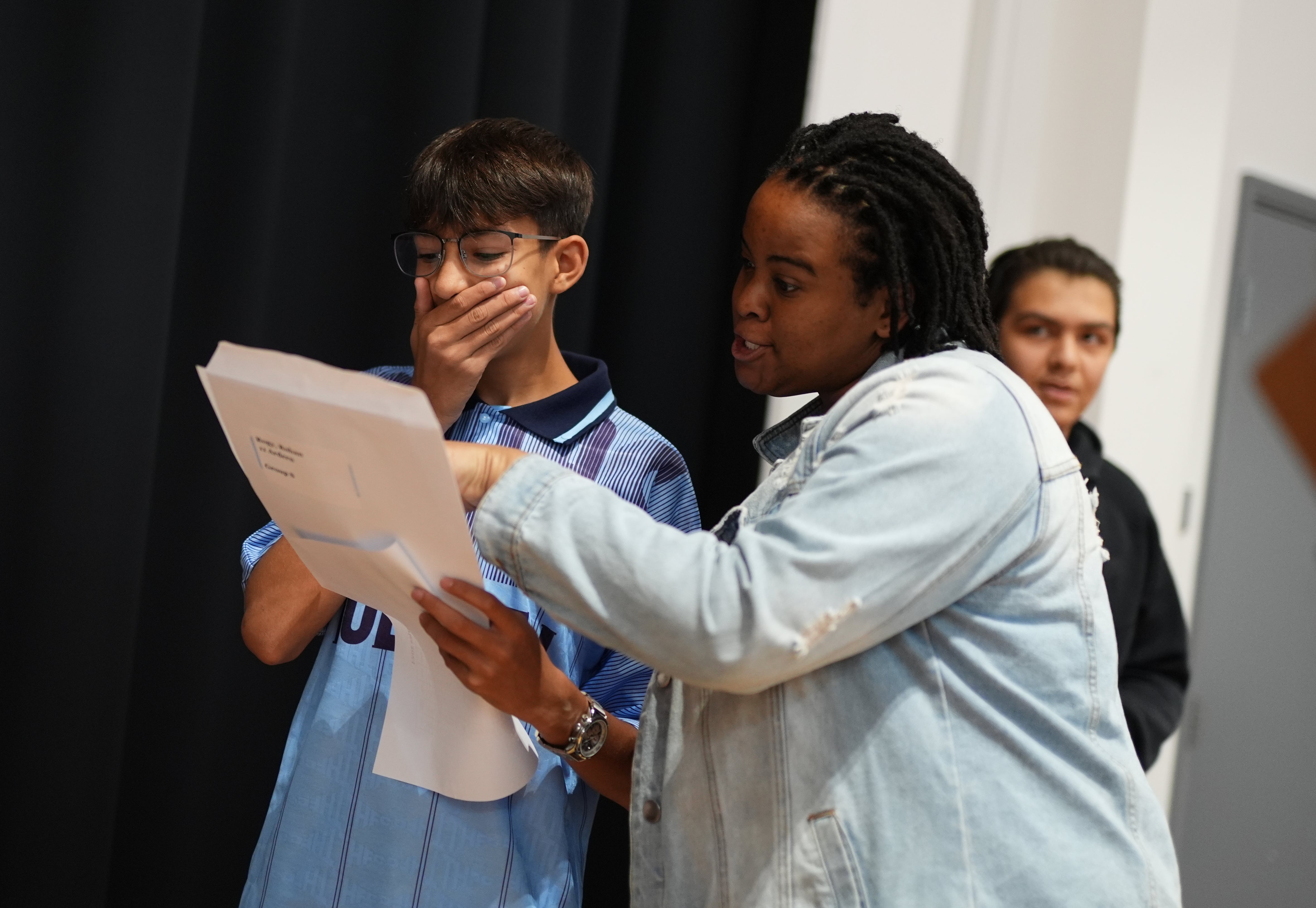 Rohan Rogy receiving his GCSE results at Ark Pioneer Academy in Barnet, north London