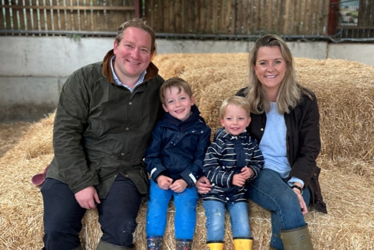 Family: Amelia with her husband Andrew and sons Rufus and Ralph