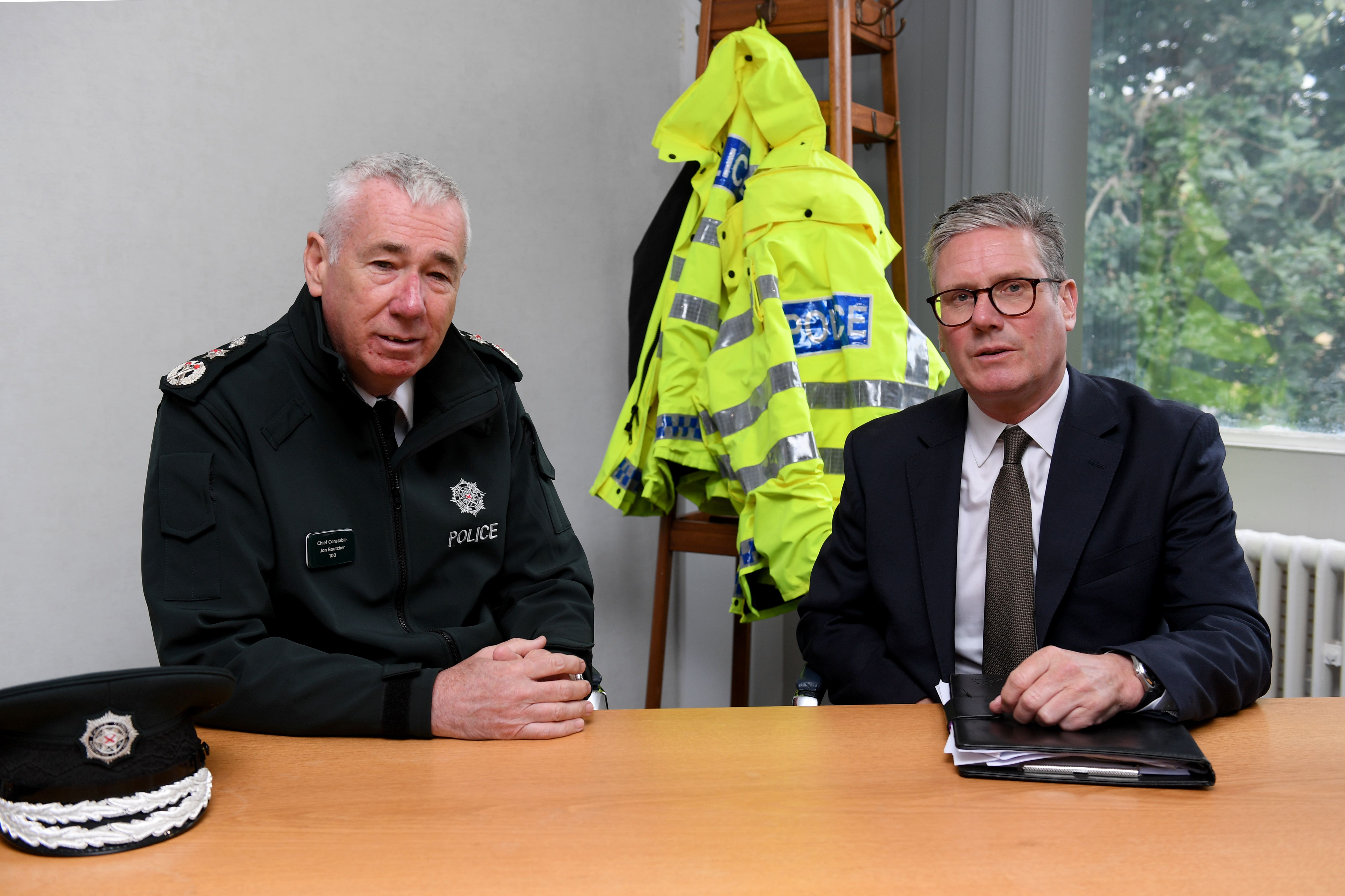 Sir Keir Starmer with PSNI chief constable Jon Boutcher (Charles McQuillan/PA)