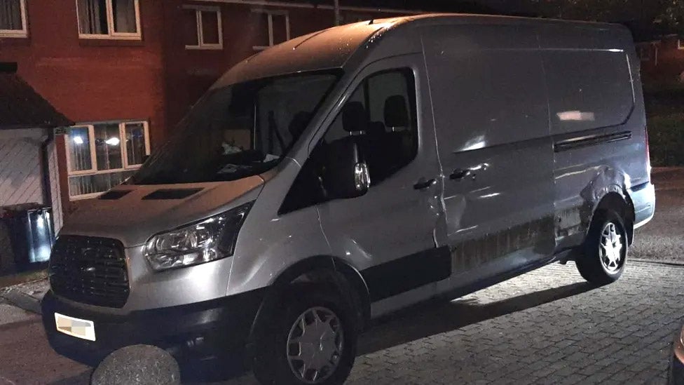 A Ford Transit van was discovered on Highland Walk