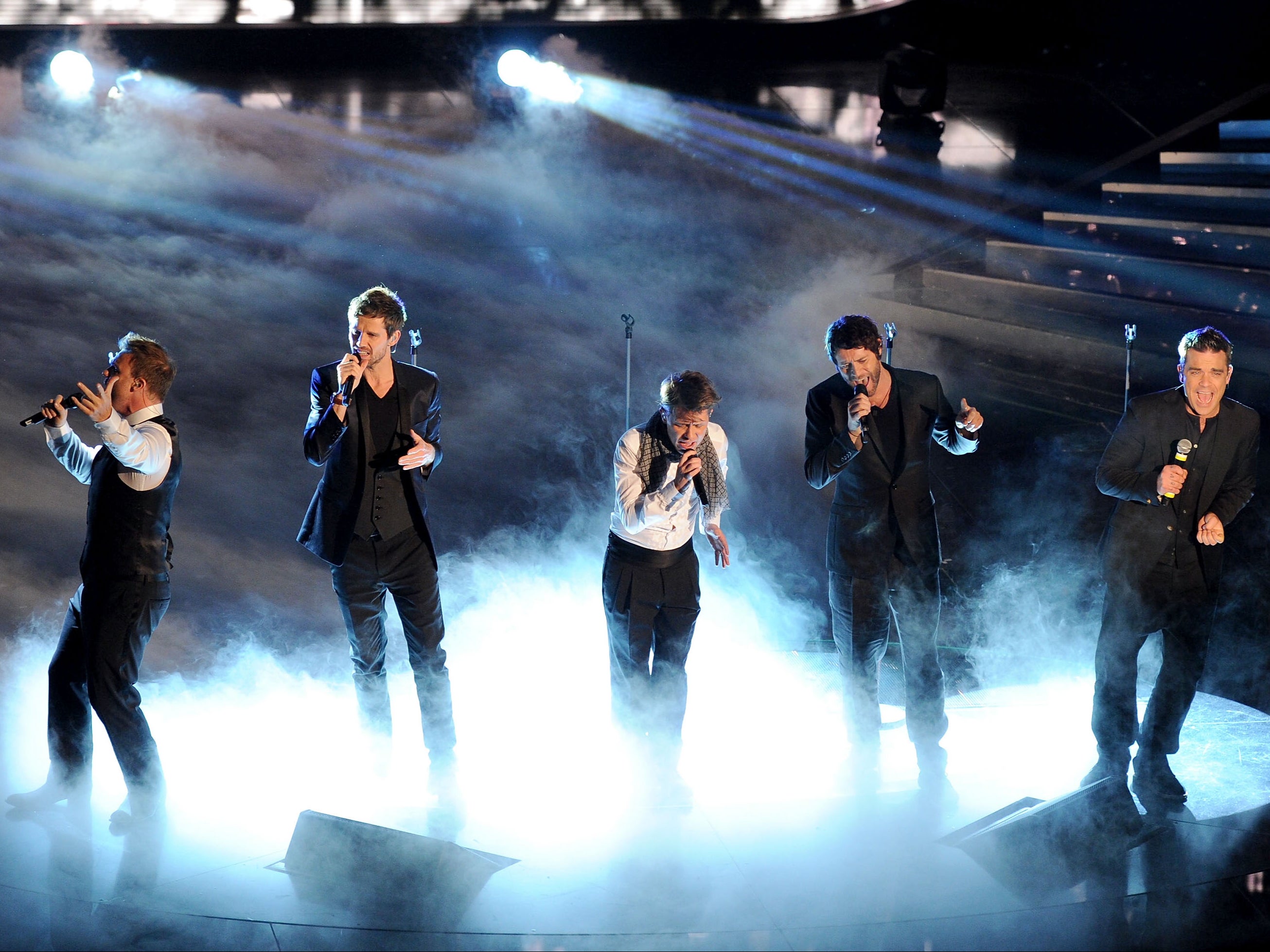 Take That perform at the Sanremo Song Festival, Italy, in 2011