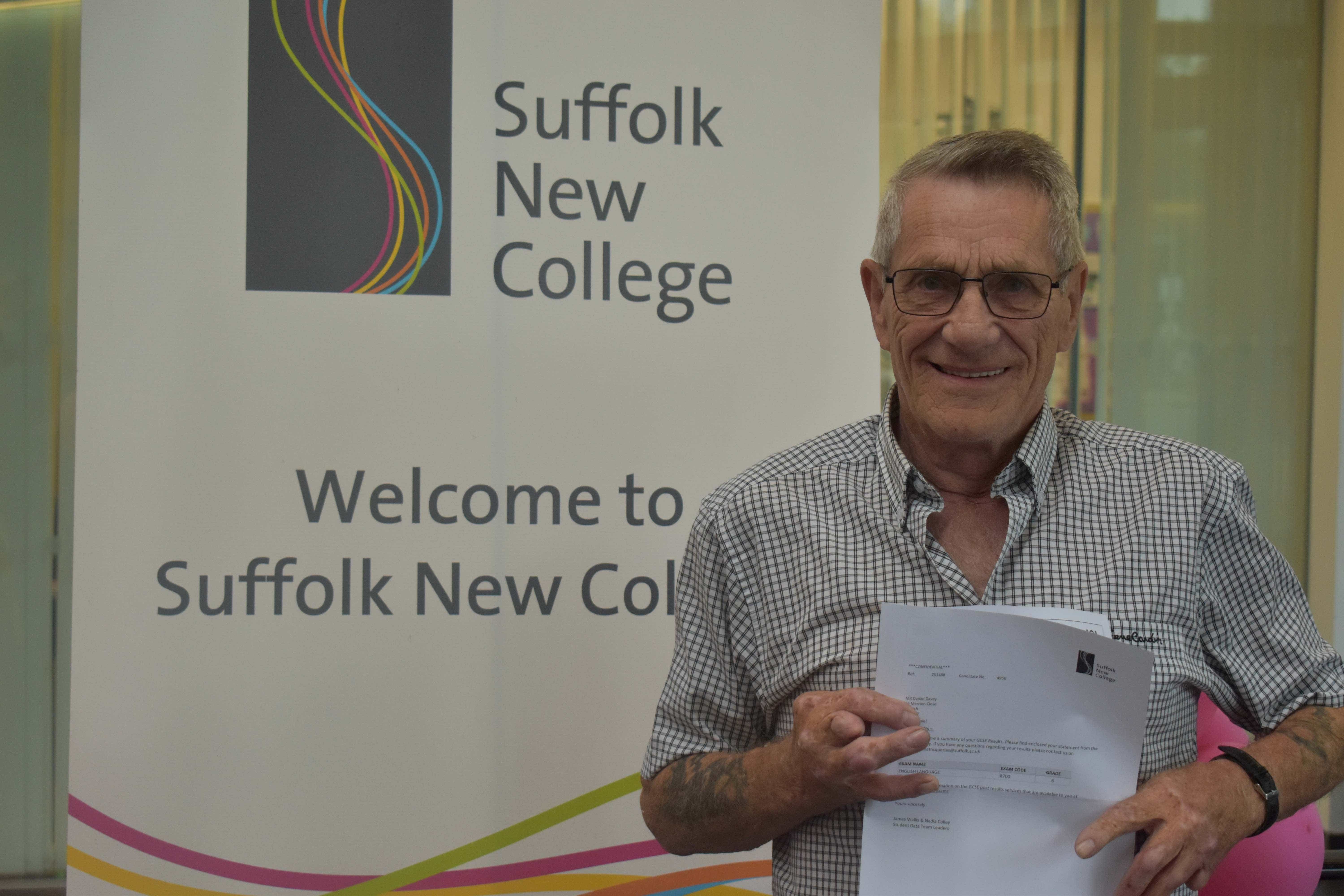 Danny Davey, 73, passed GCSE English (Suffolk New College/ PA)