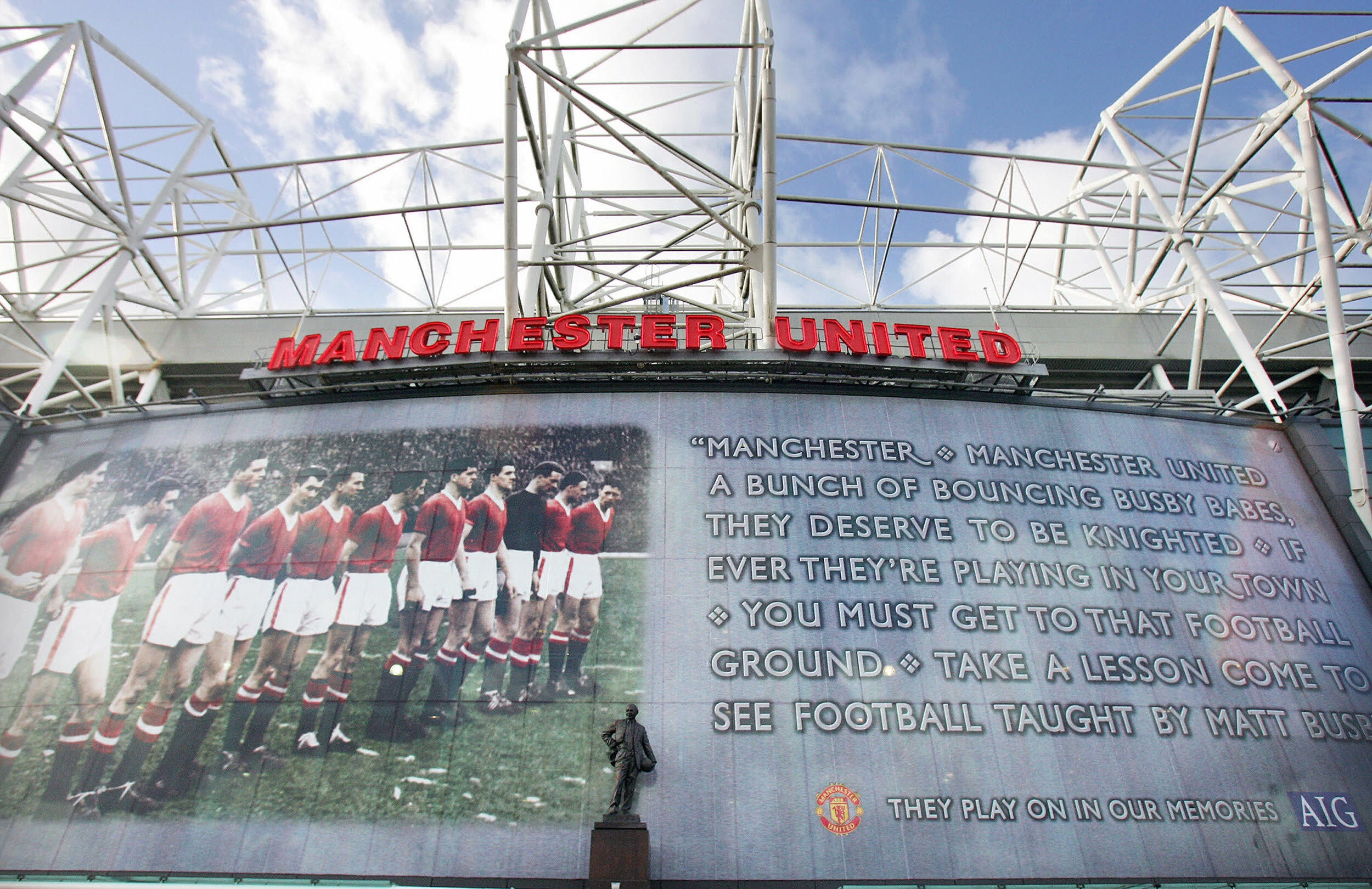 A mural at Old Trafford remembers those who died in the Munich crash