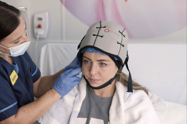 <p>Amy Dowden receiving chemotherapy treatment in the new documentary ‘Strictly Amy: Cancer and Me’ </p>