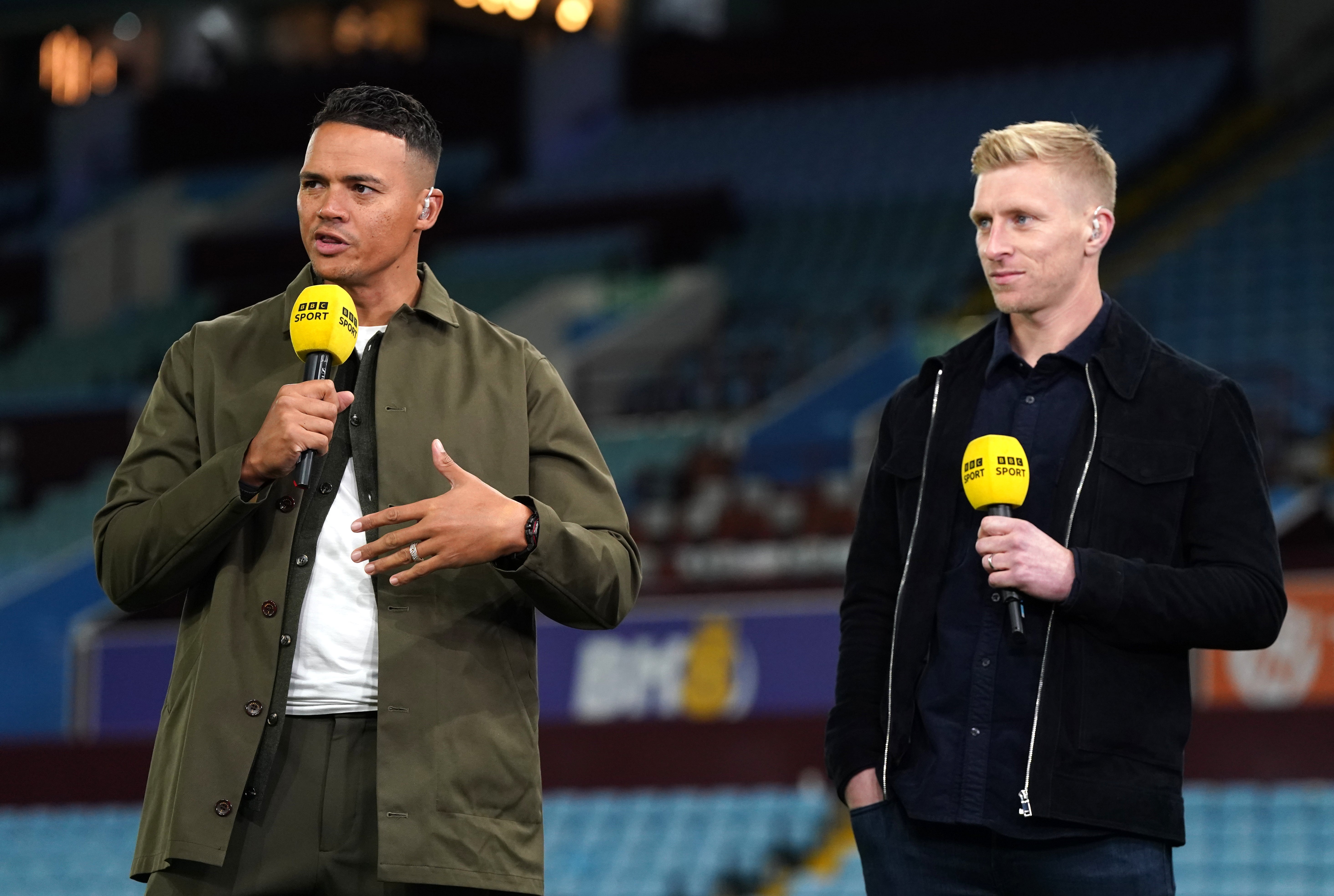 BBC Sport presenters Jermaine Jenas, left, and Ben Mee