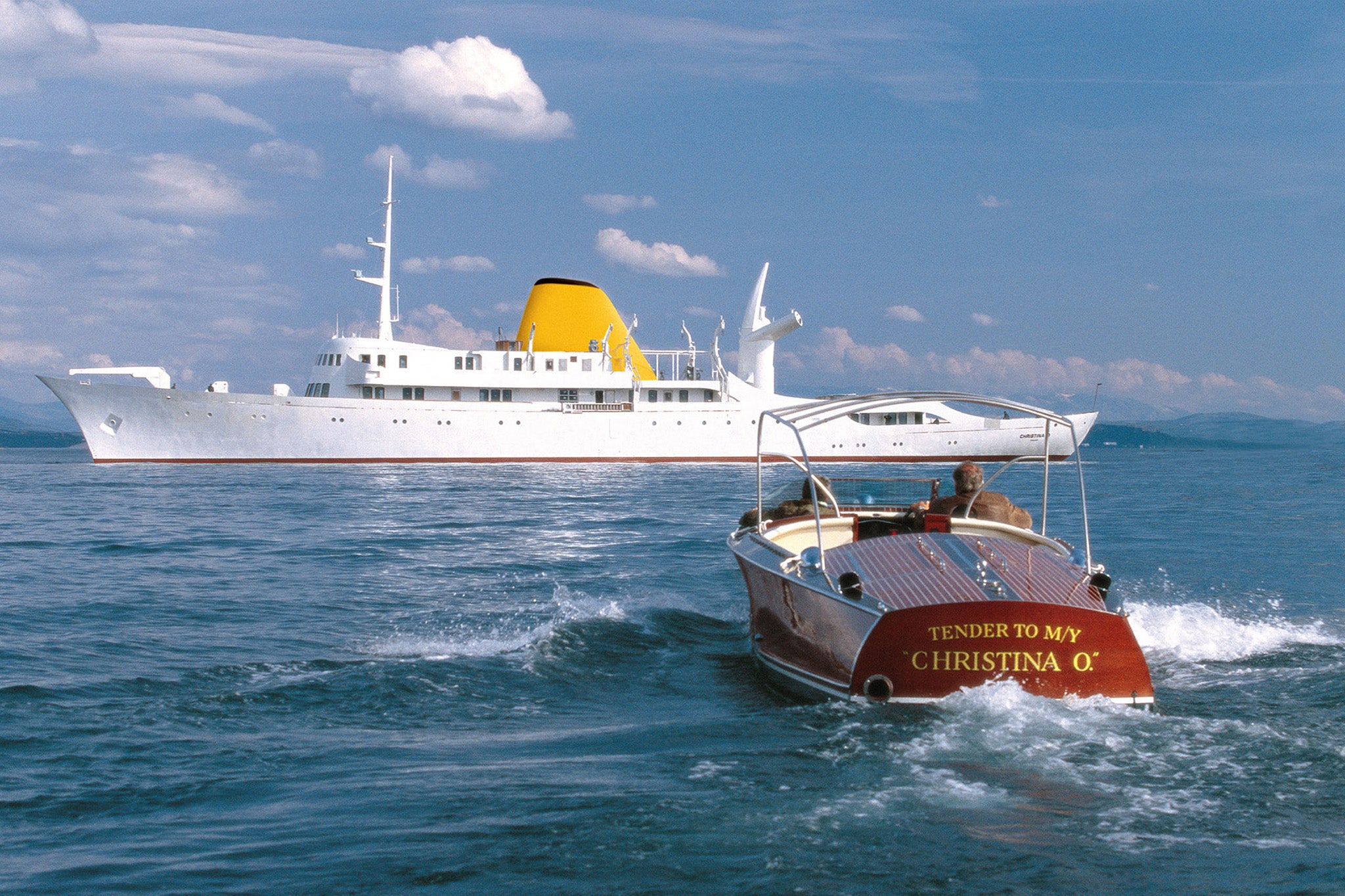 The then newly restored “Christina O” at sea, pictured in 2001