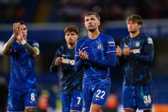 Chelsea celebrate victory over Servette (Zac Goodwin/PA)