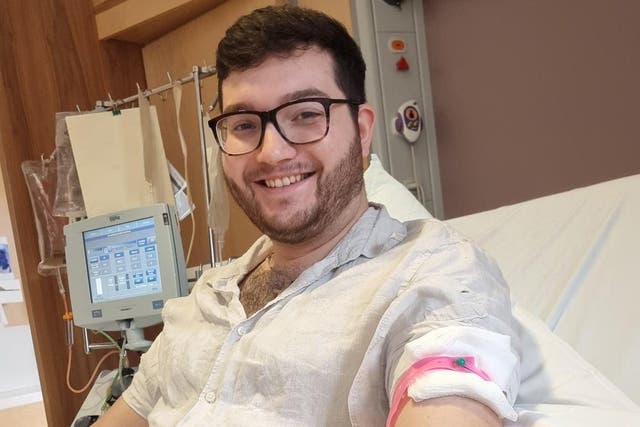 Francis Judd, a stem cell donor, donating cells (NHS Blood and Transplant/Francis Judd/PA)