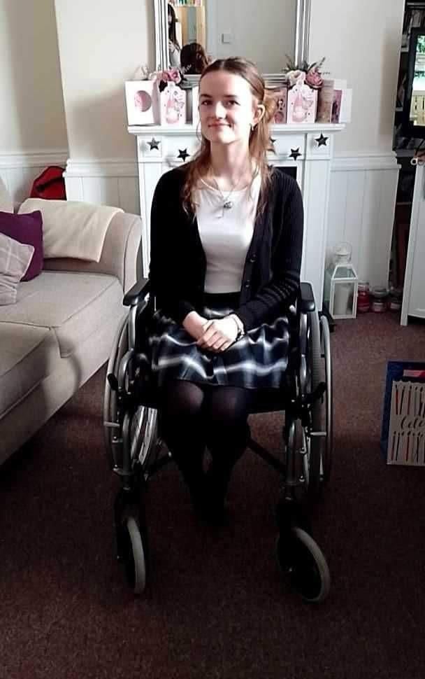 Amy-Louise requires the use of a wheelchair as she cannot walk far