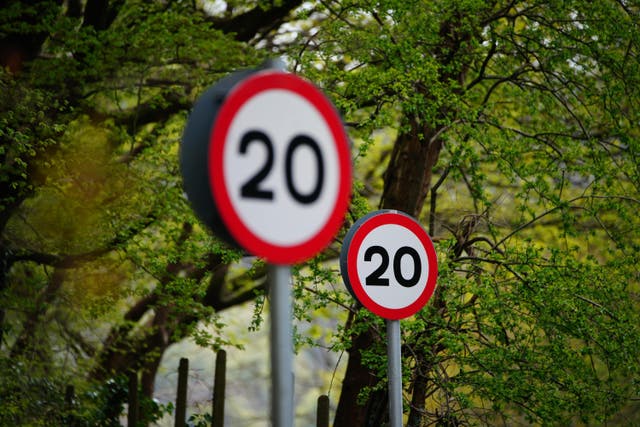20mph road signs in Brynawel, Wales (Ben Birchall/PA)