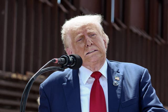 <p>Former US President Donald Trump speaks in Montezuma Pass, Arizona, 22 August, 2024</p>