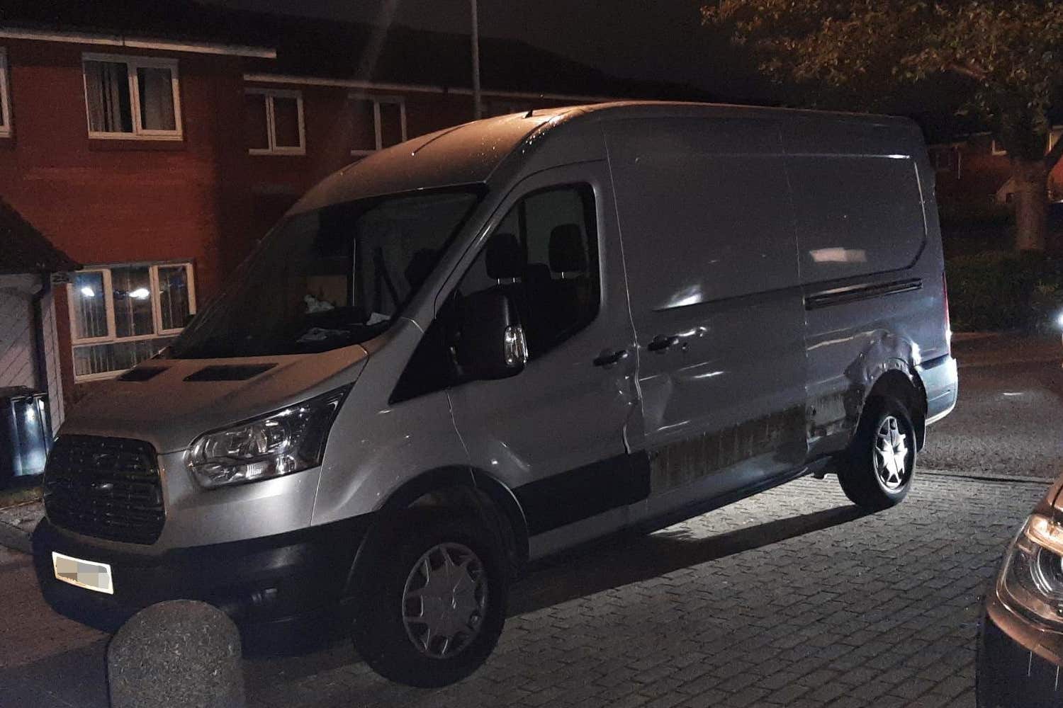 The silver Ford Transit Cargo found abandoned in Highlands Walk (West Yorkshire Police/PA)