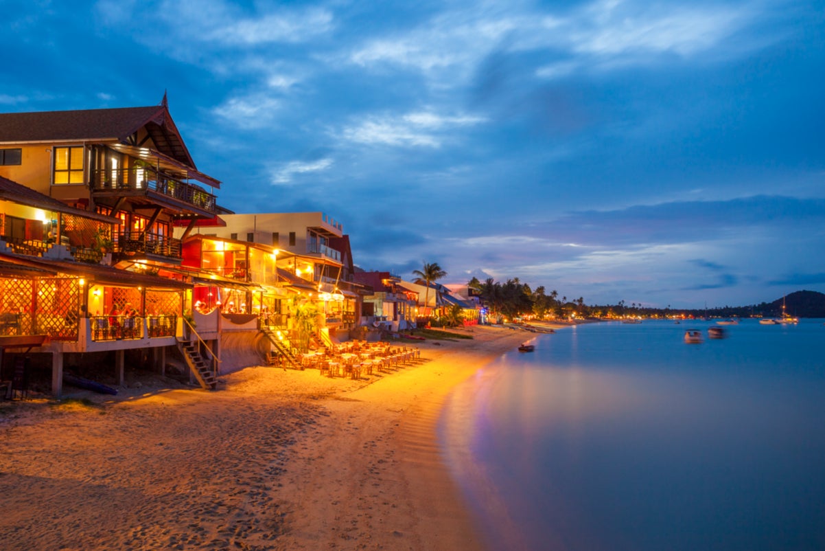 An evening on Bo Phut Beach on the north coast of Samui