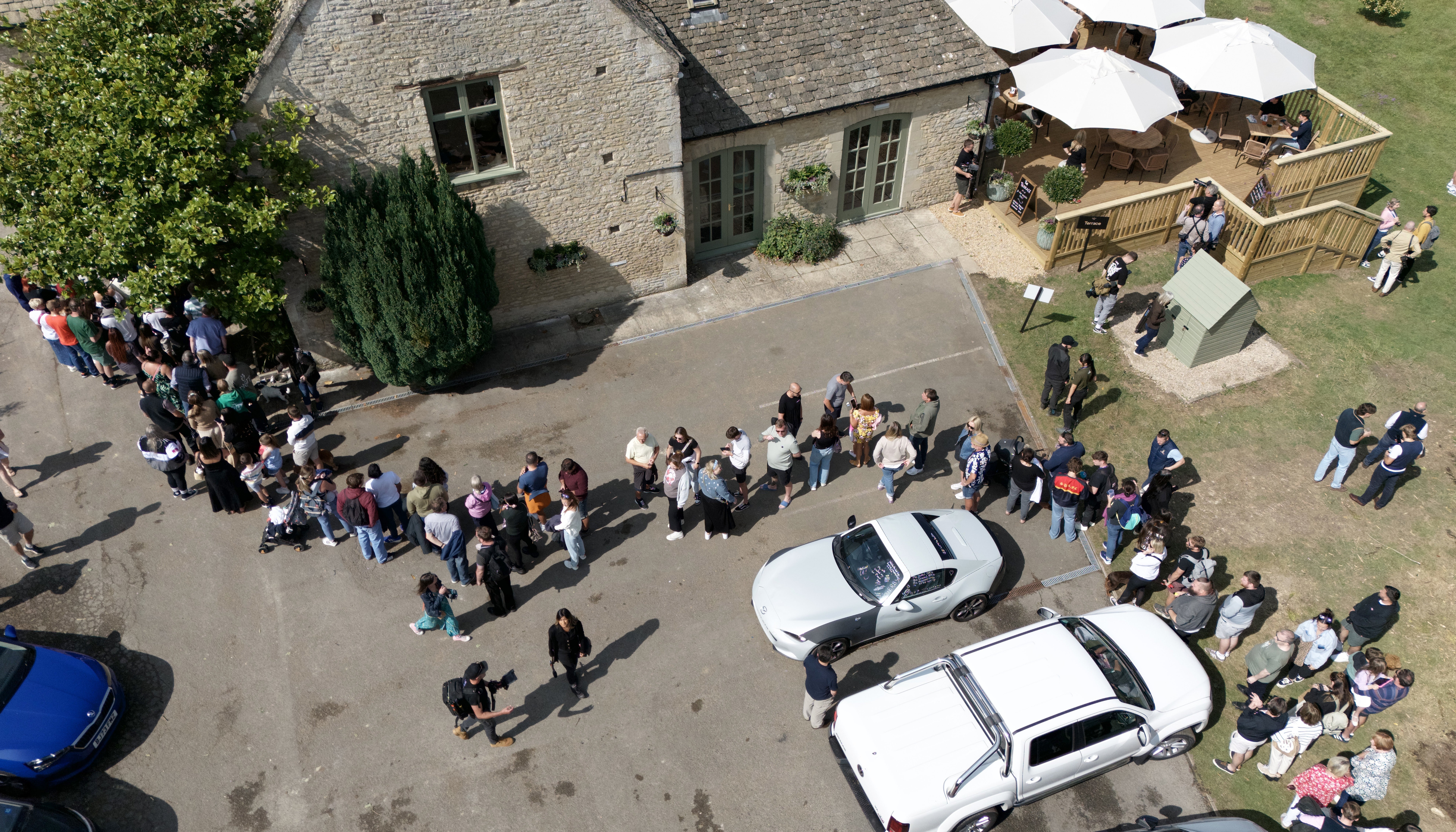 Queues before the grand opening on Friday morning