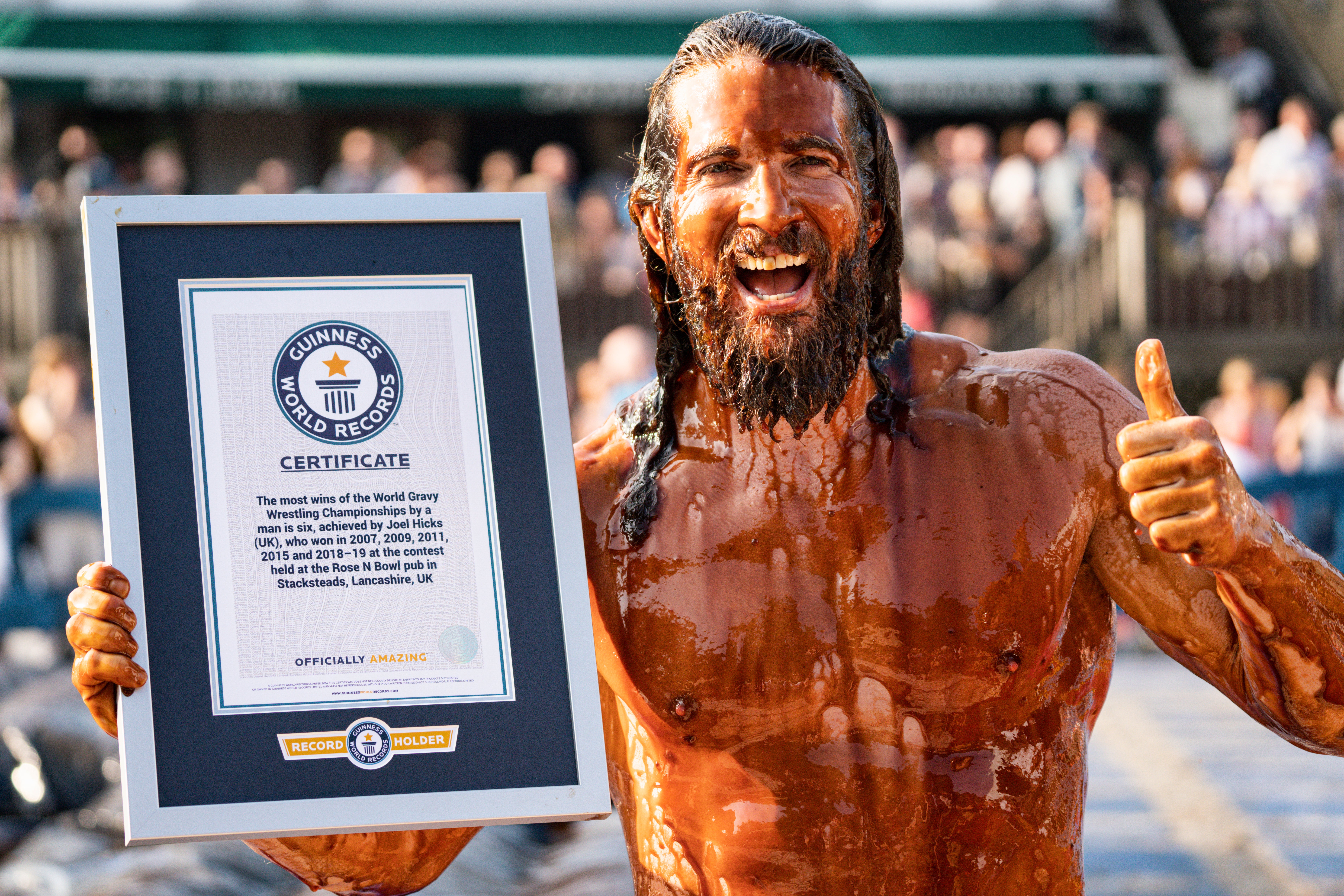 Gravy danger: Joel Hicks with his Guinness World Record