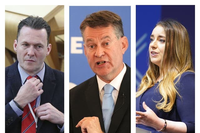 Either Russell Findlay,right, Murdo Fraser or Meghan Gallacher will be the next Scottish Tory leader (PA)