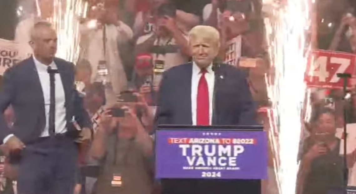 Trump welcomes RFK Jr on stage at his rally in Glendale, Arizona, after the independent dropped out of the presidential race and endorsed the former president