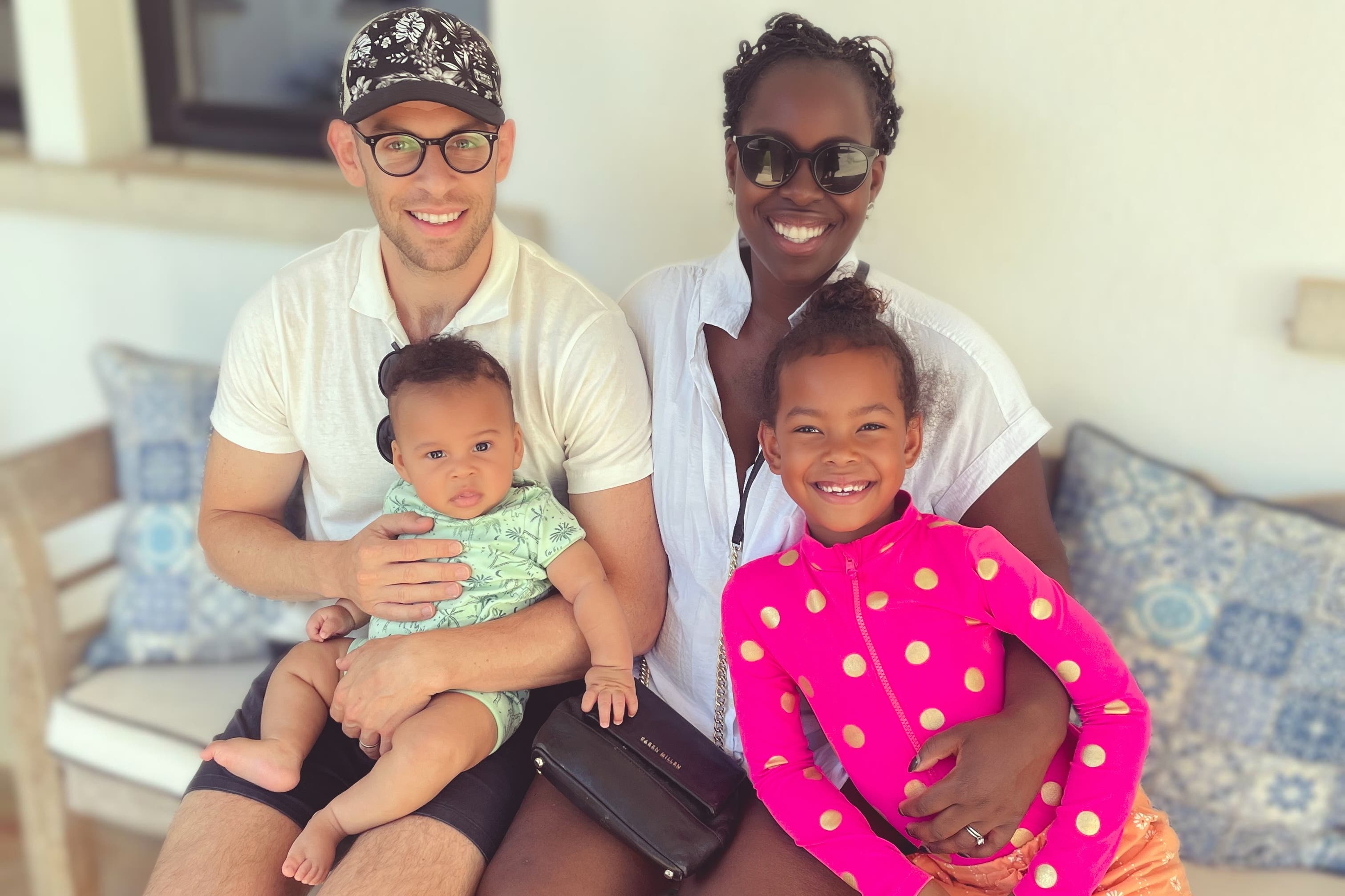 Sheyi Martins-Allen with her husband Simon and their children – Isabella, five, and Noah, who is nearly five months old (Sheyi Martins-Allen/PA)