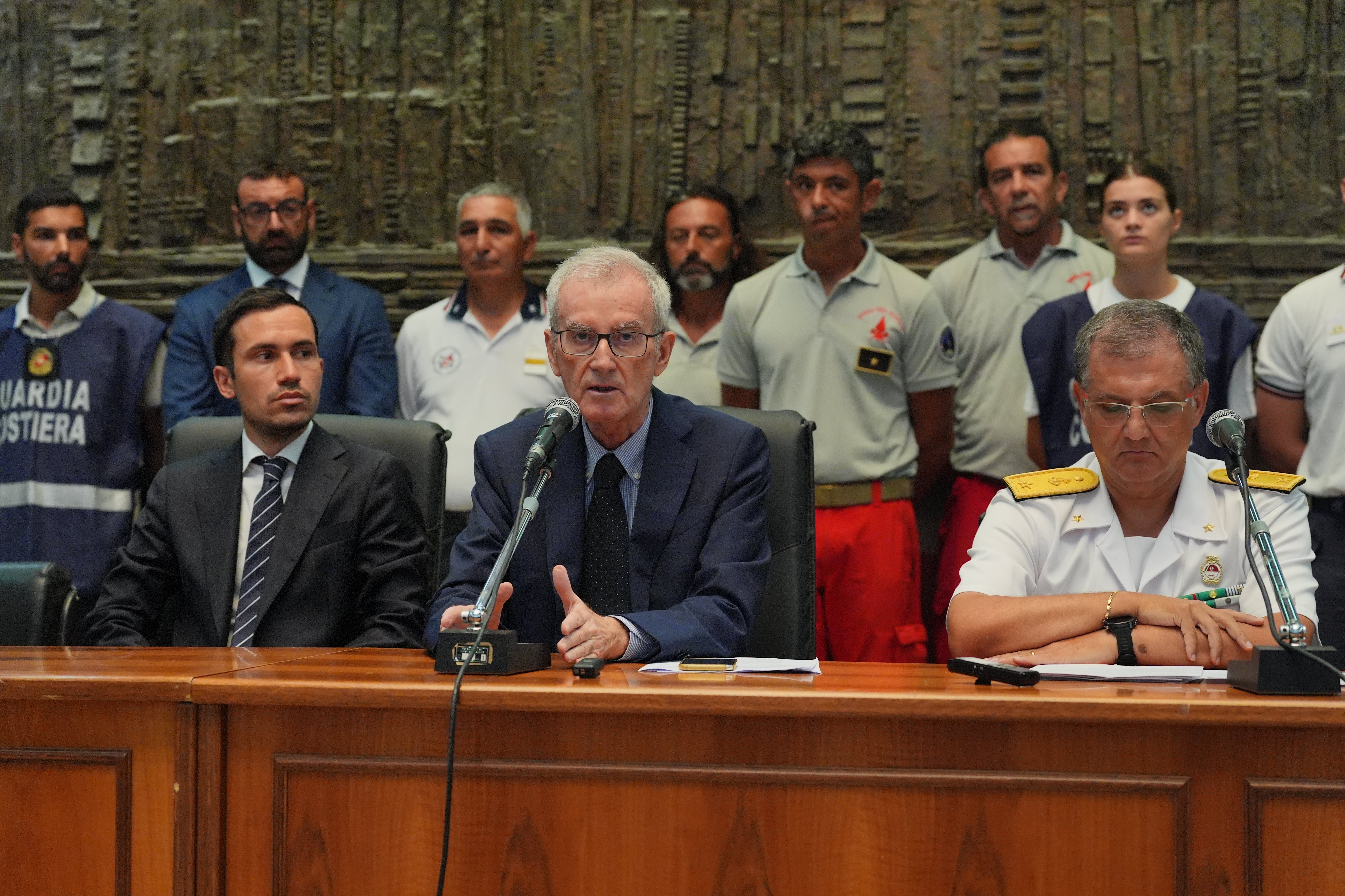 Italian public prosecutor Ambrogio Cartosio speaking at a press conference in Termini Imerese town court