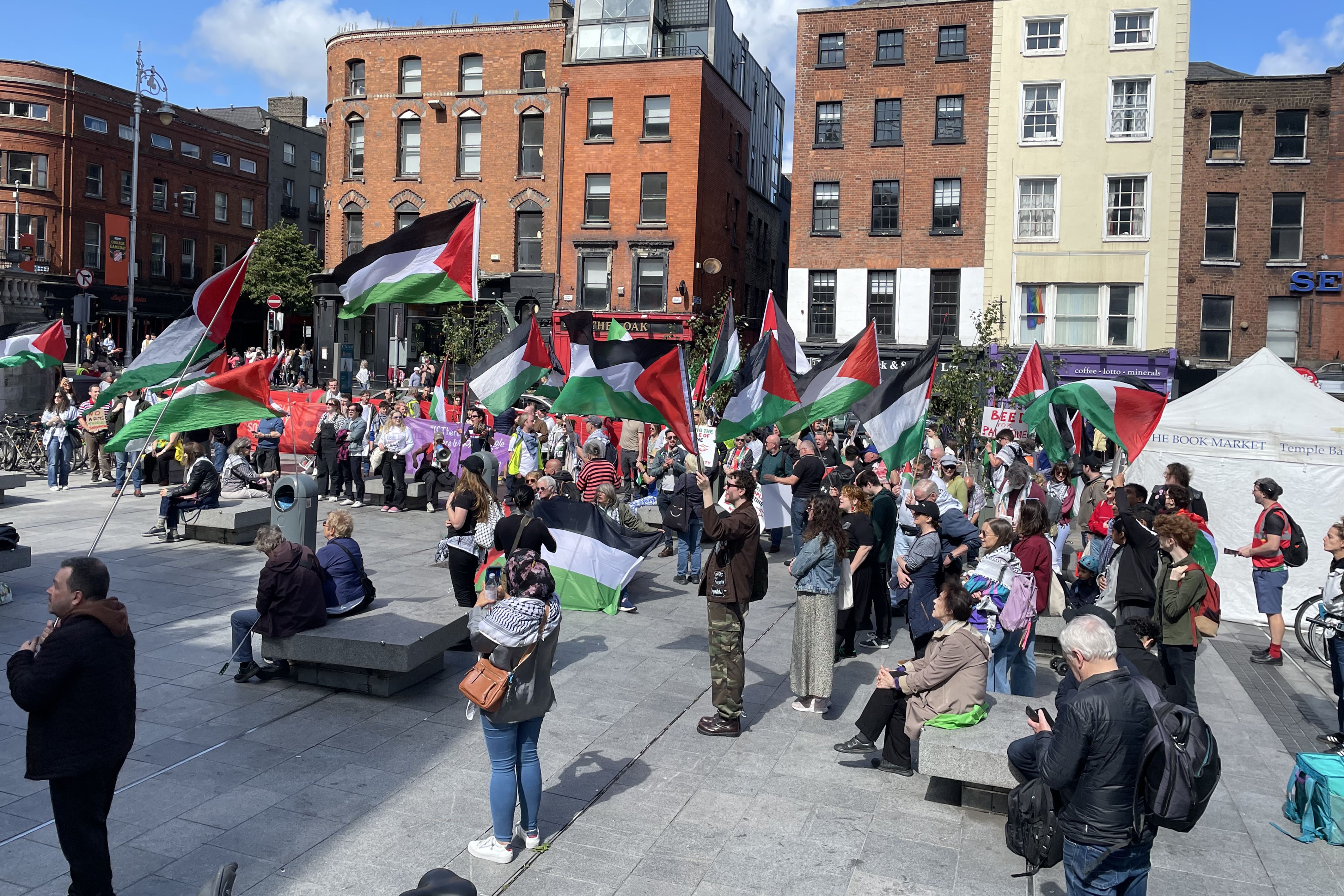 Pro-Palestine protesters in Dublin (Grainne Niaodha/PA)