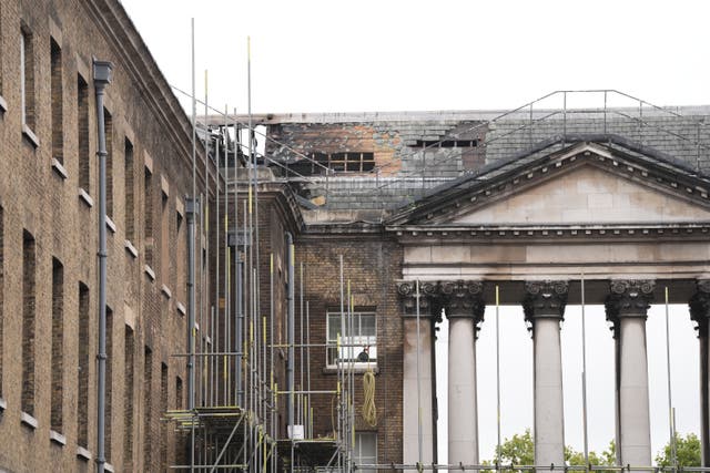 Some 125 firefighters and 20 engines helped to tackle the blaze in central London which damaged the roof and part of the complex’s west wing (Stefan Rosseau/PA)