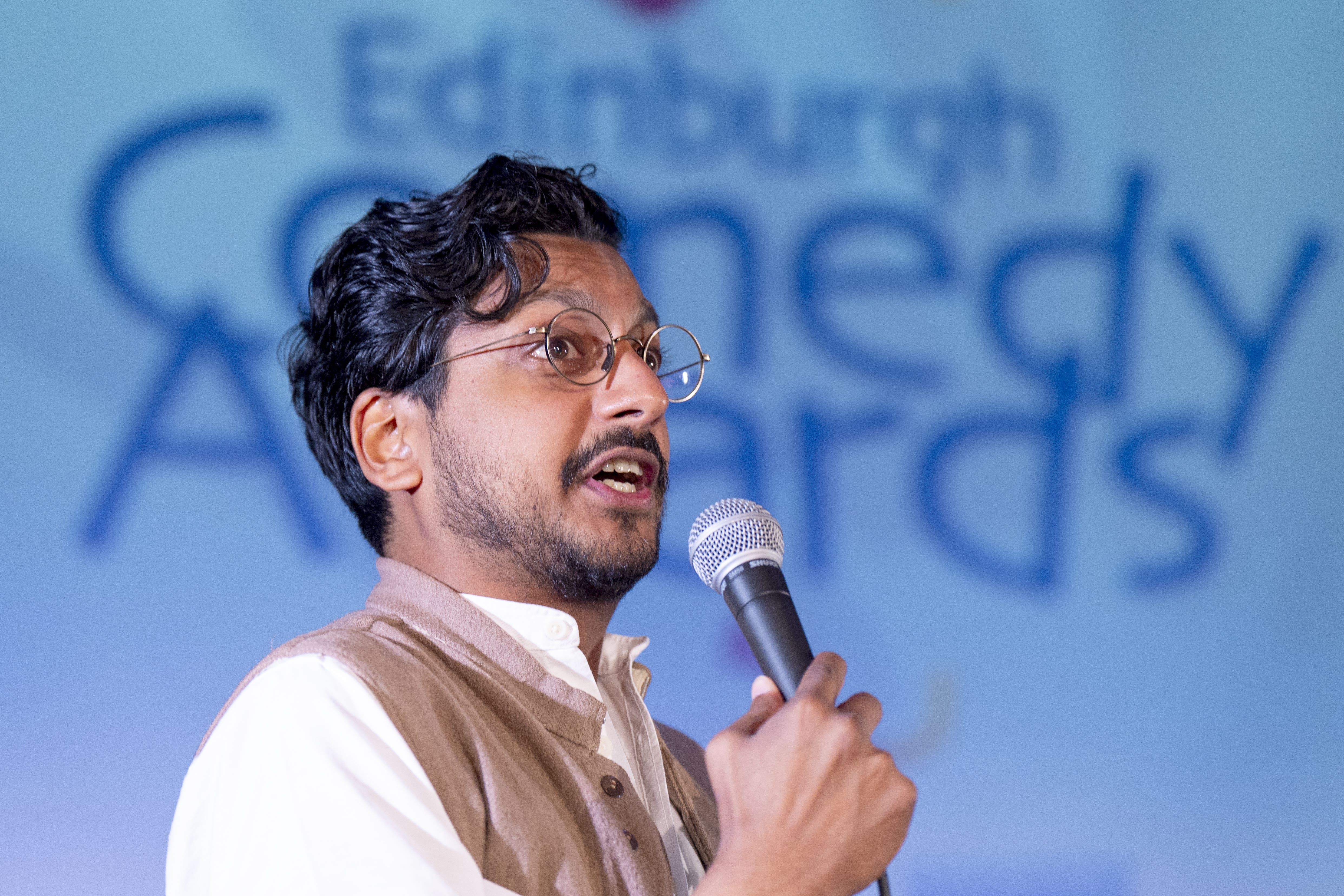 Ahir Shah at the Edinburgh Comedy Awards, at the Ghillie Dhu, Edinburgh. (Jane Barlow/PA)