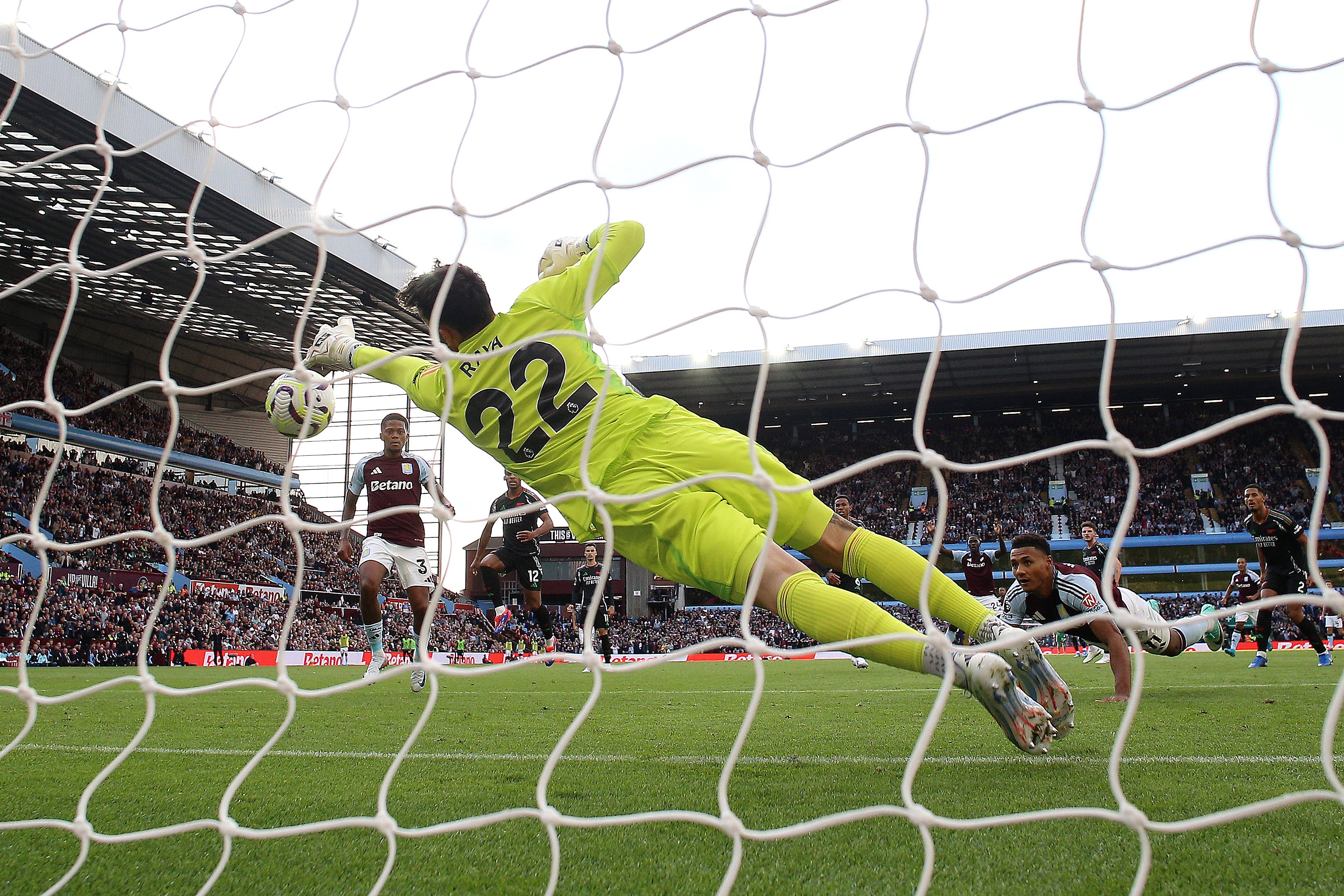 Raya saved from Watkins who should have scored twice