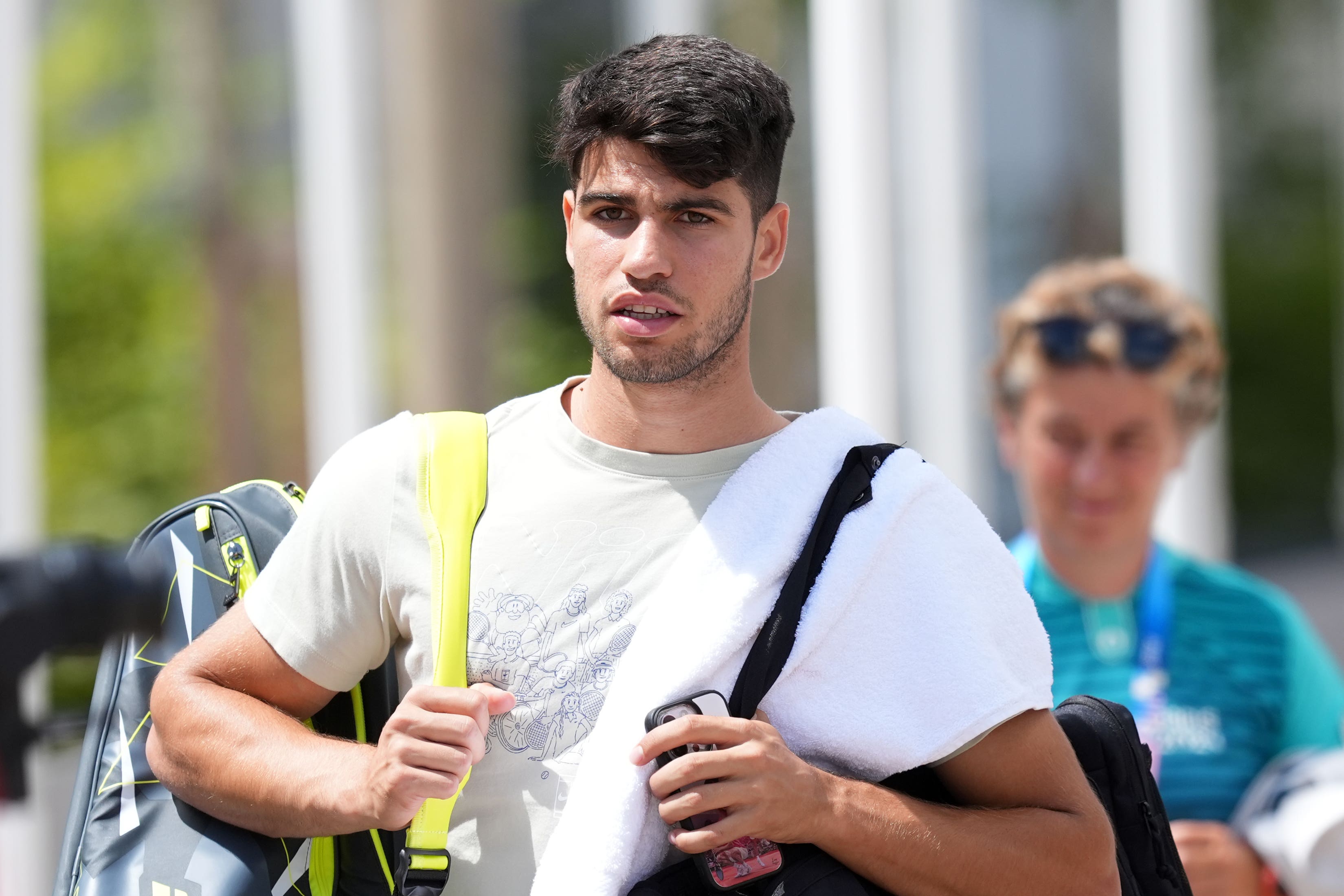 Carlos Alcaraz twisted his ankle during a practice session at the US Open (Martin Rickett/PA)