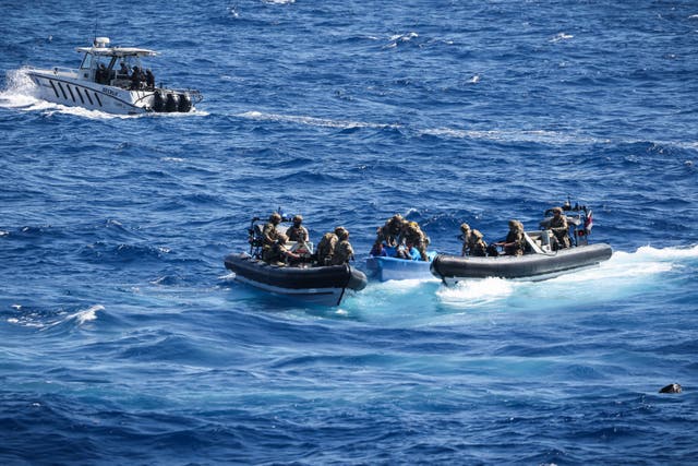 Handout photo dated 08/08/24 of HMS Trent during a drugs bust in the Caribbean Sea (LPhot Matt Bradley/Royal Navy/Crown Copyright 2024/PA)