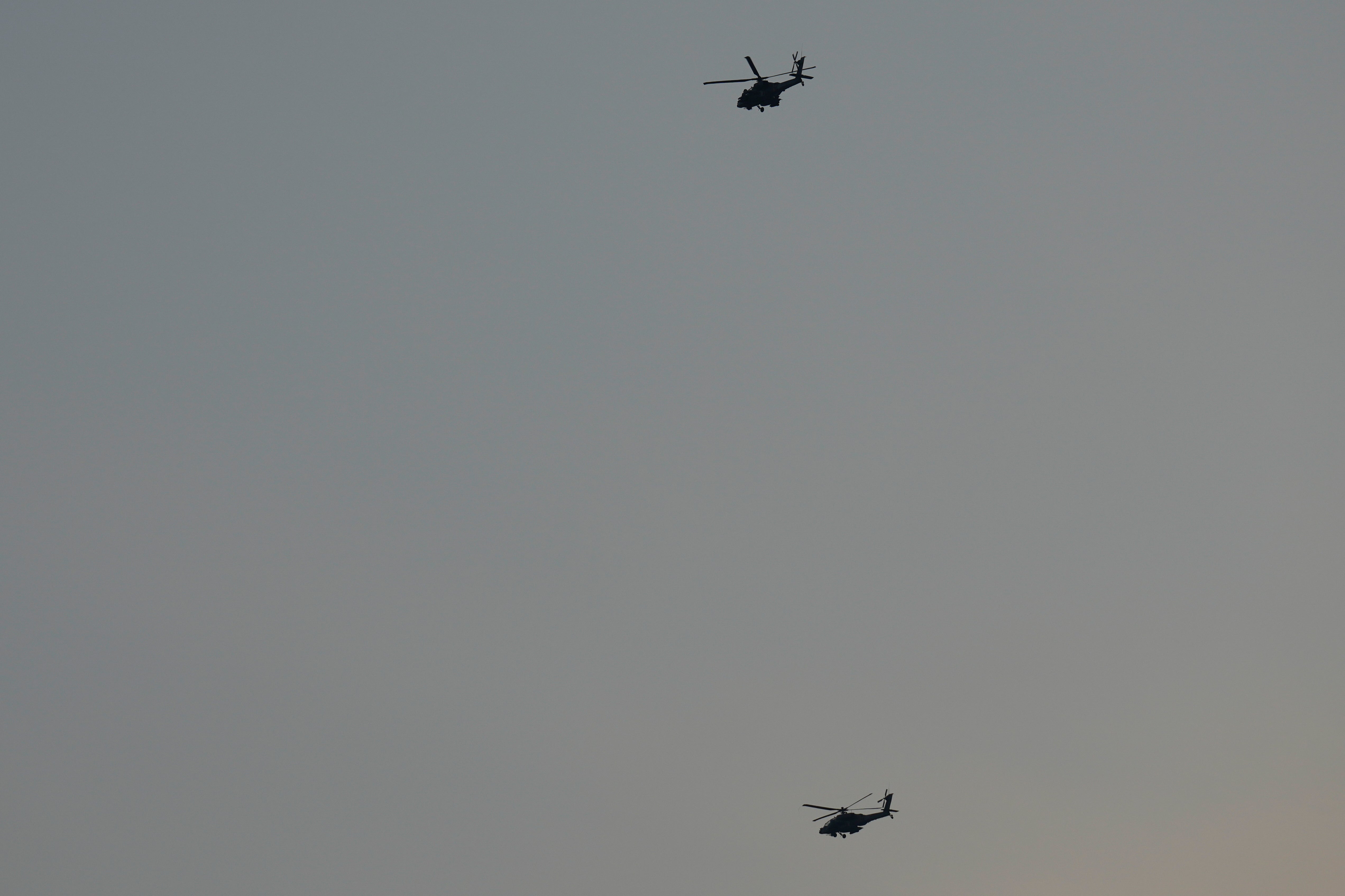 Israeli helicopters fly towards northern Israel on Sunday