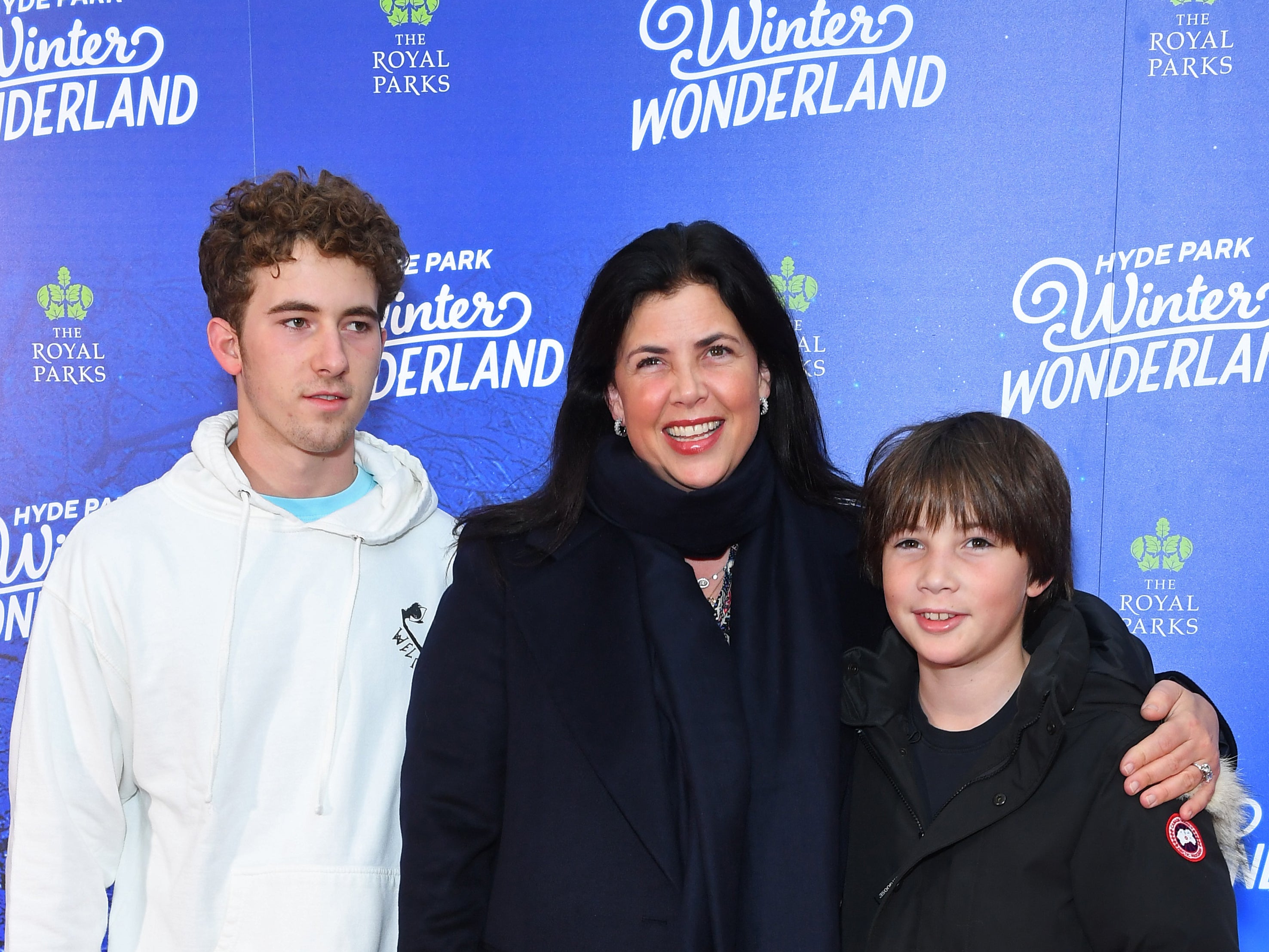 Kirstie Allsopp with her sons at Winter Wonderland, 2021. She was recently accused of neglect for allowing her 15-year-old to go interrailing around Europe for three weeks without adult supervision.