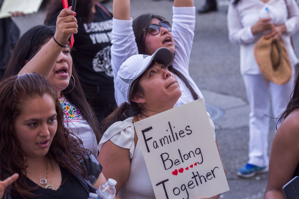 Protesters demonstrate outside a detention facility housing undocumented immigrants in 2018, during Donald Trump’s first term