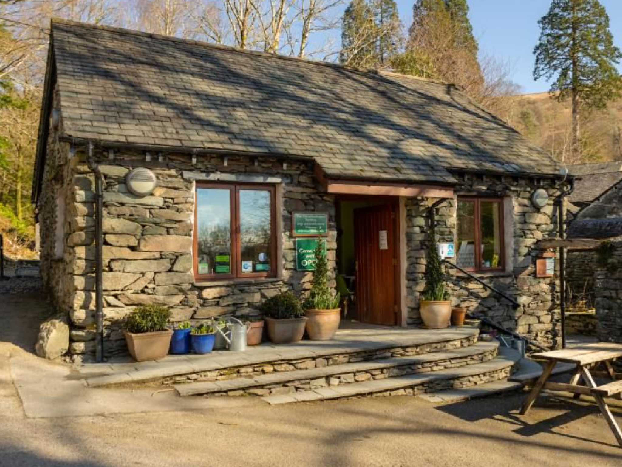 Shelter from the rain in a traditional tea house