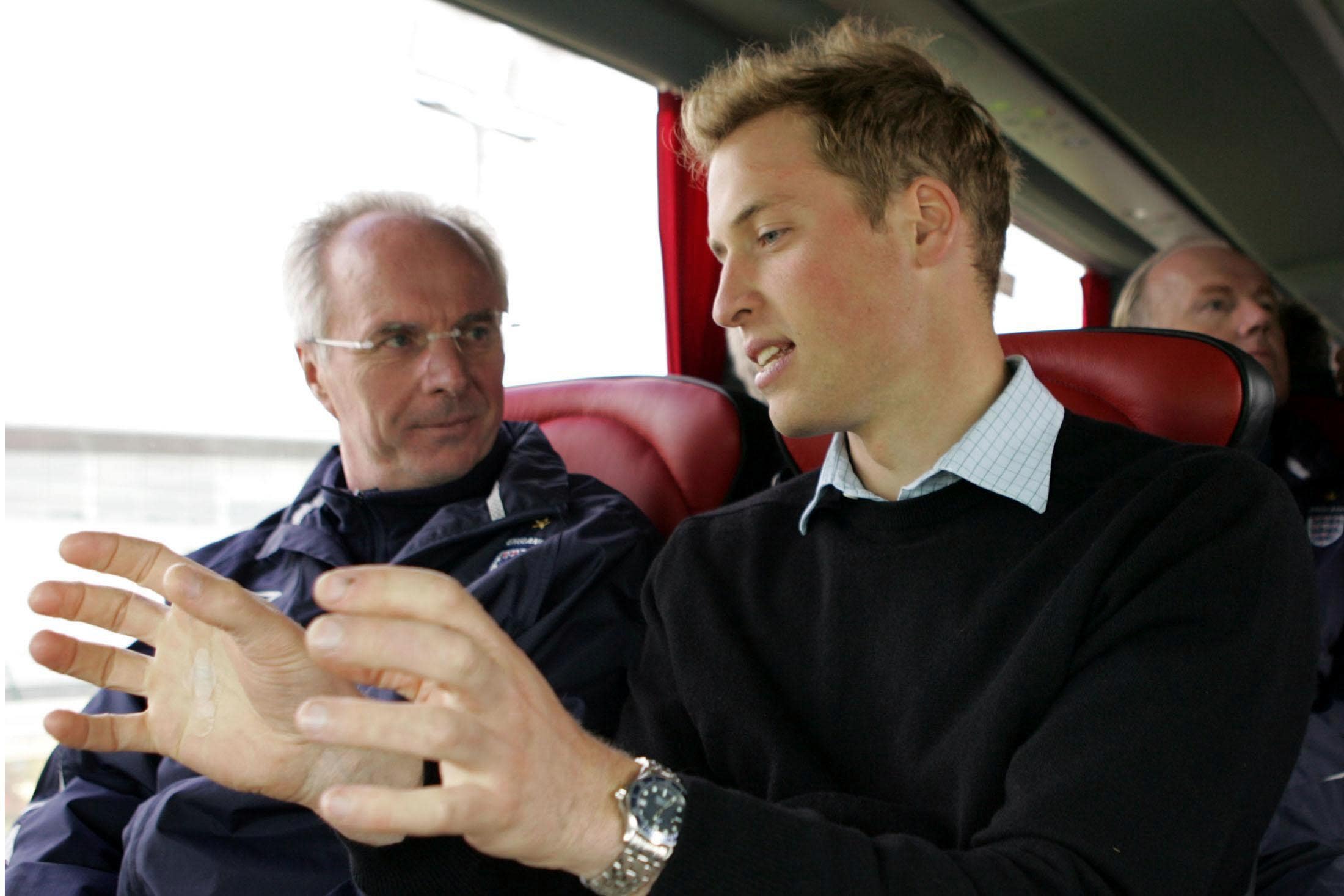 Prince William speaks with then England manager Sven Goran Eriksson