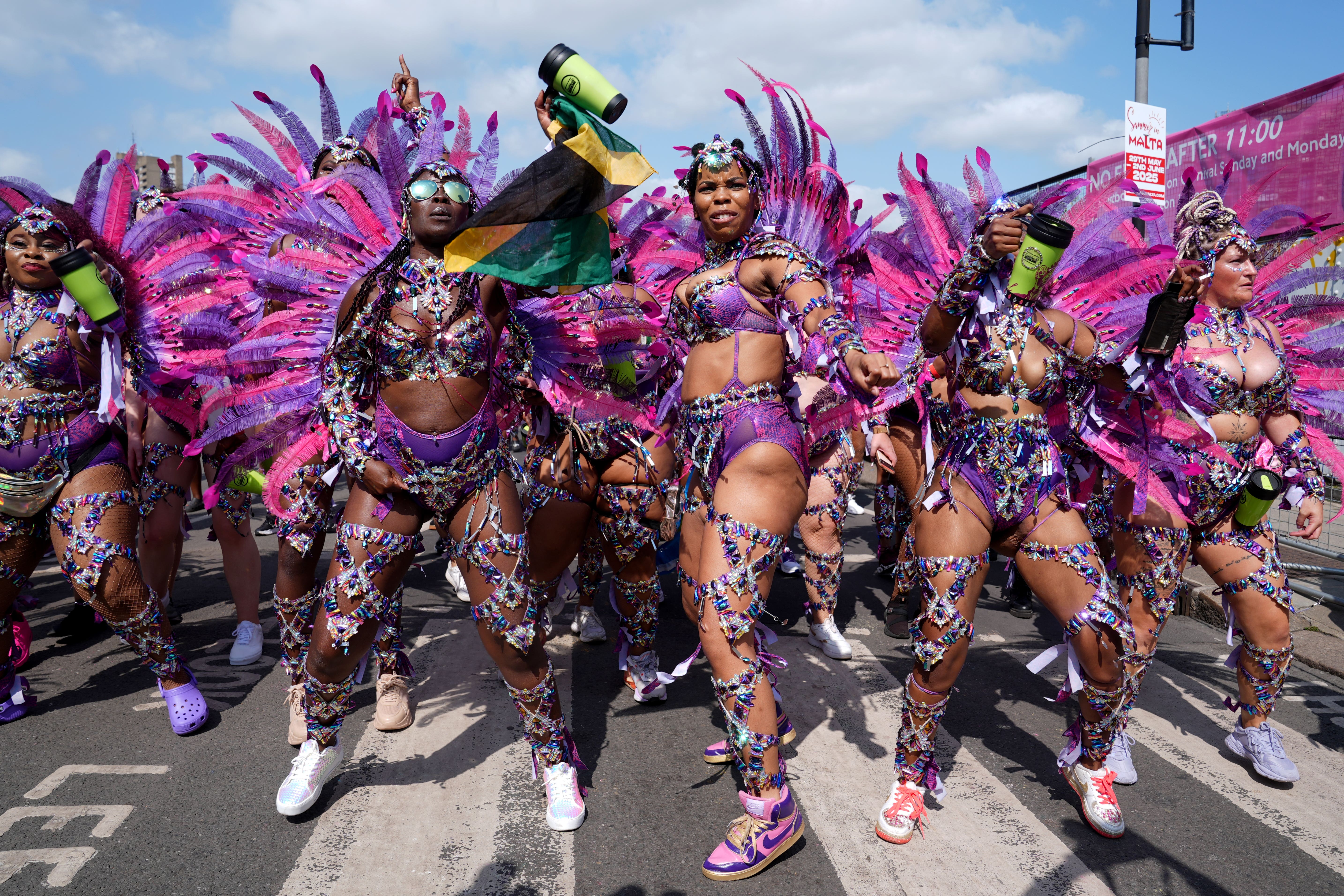 Dancers prepare to take part in the Notting Hill Carnival