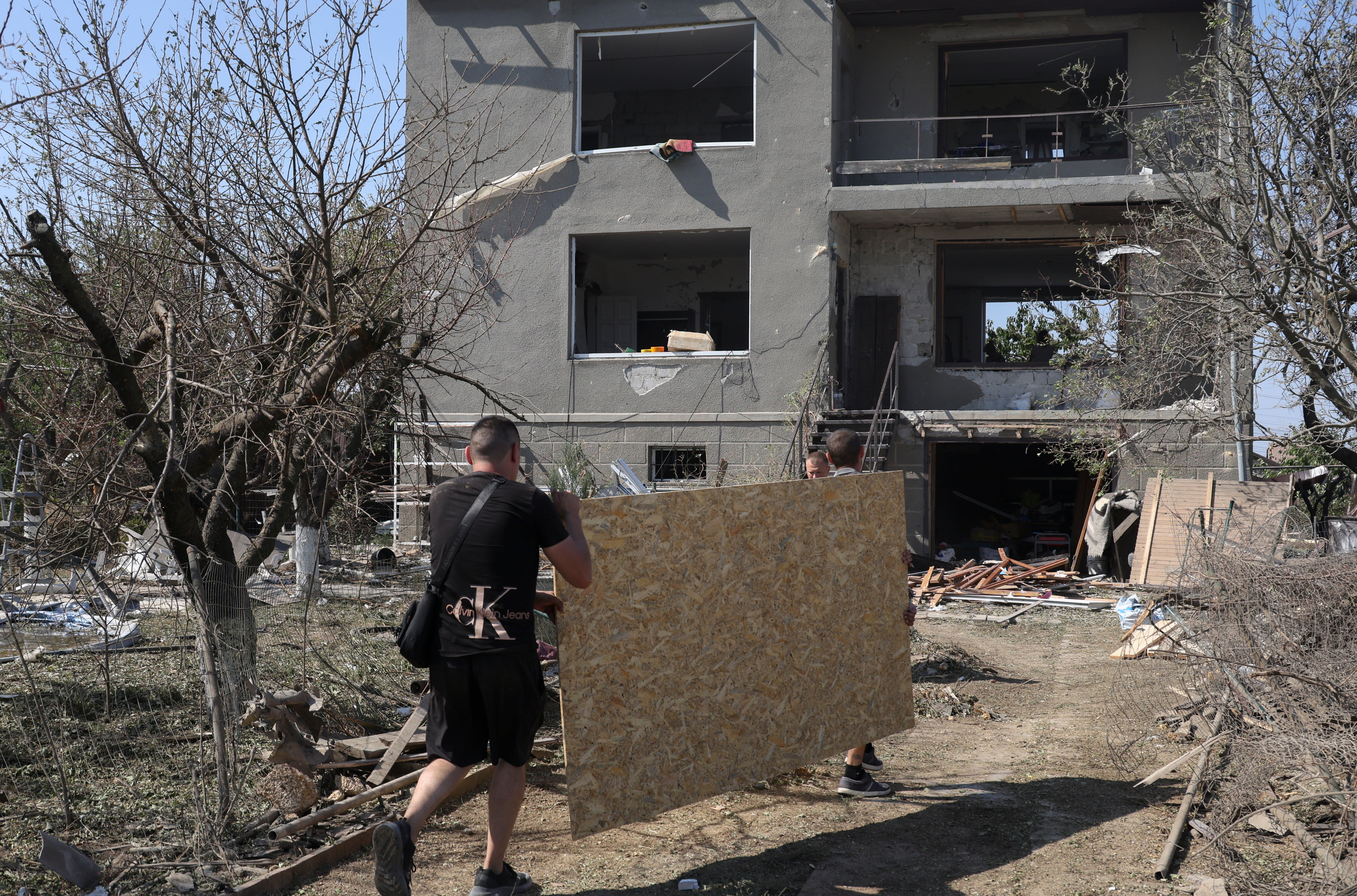 Site of rocket strikes near a motor transport depot of a private enterprise near Odesa, South Ukraine, 26 August 2024