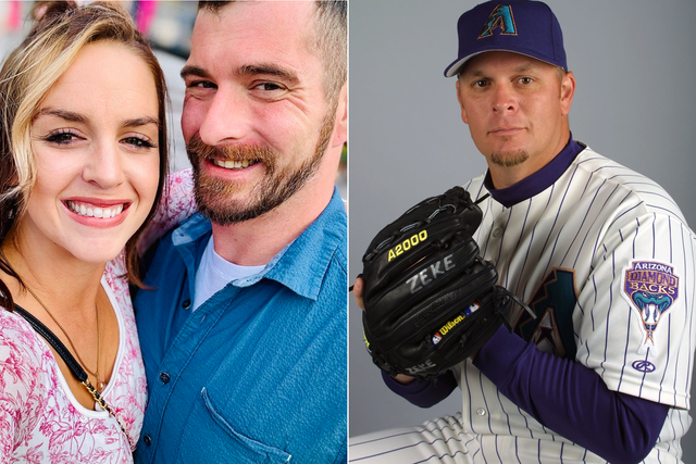 <p>Brenna Swindell and Morgan Guidry (together left) and her former MLB pitcher father Greg Swindell (right) </p>